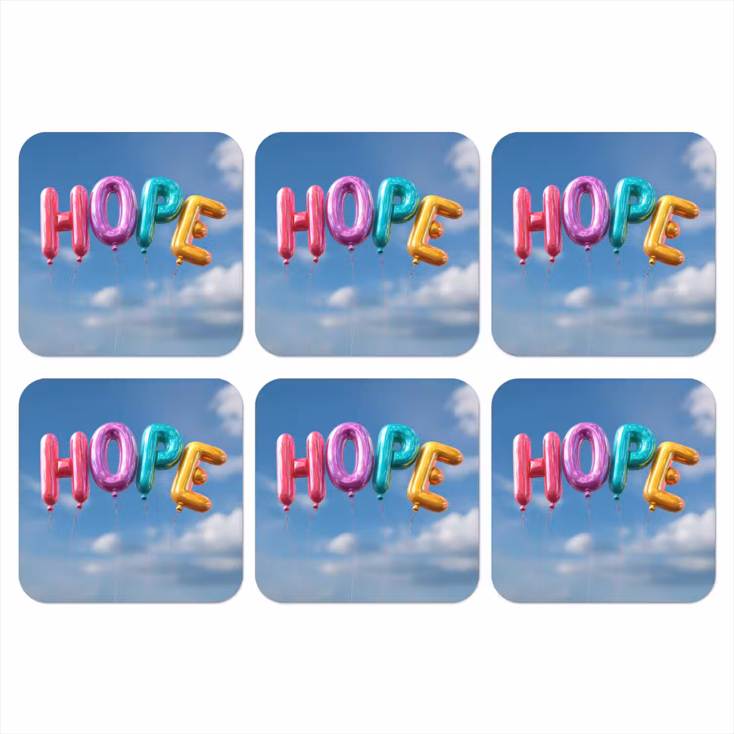 Ballonen - Lucht - Hope onderzetter kurk middel -3d