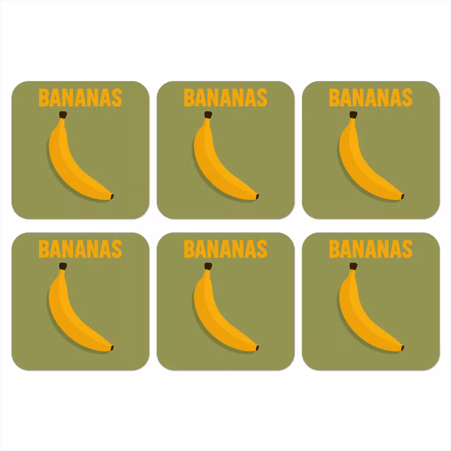 Banaan - Minimalistisch - Geel onderzetter kurk middel -3d