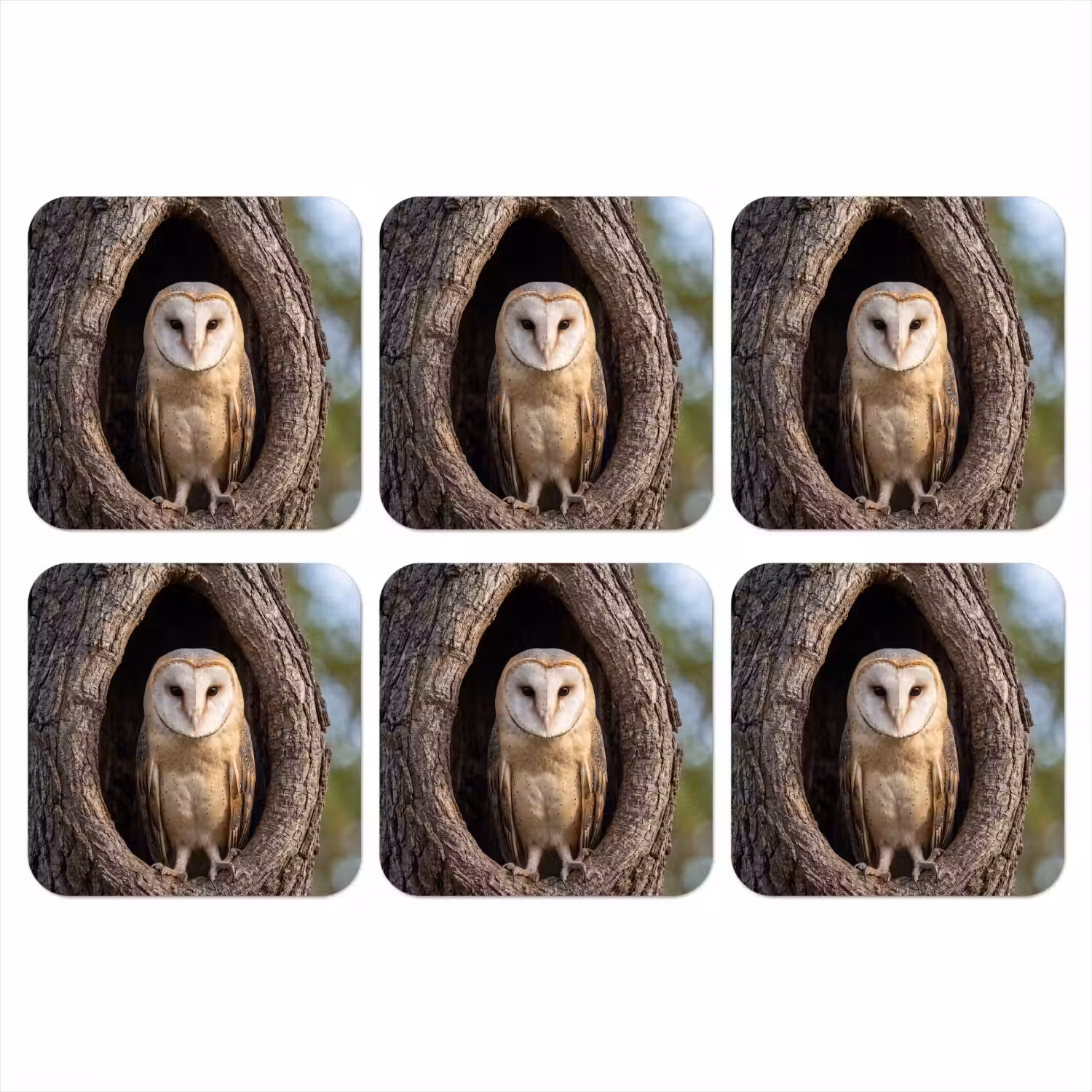 Kerkuil - Boom - Natuur - Bruin onderzetter kurk middel -3d