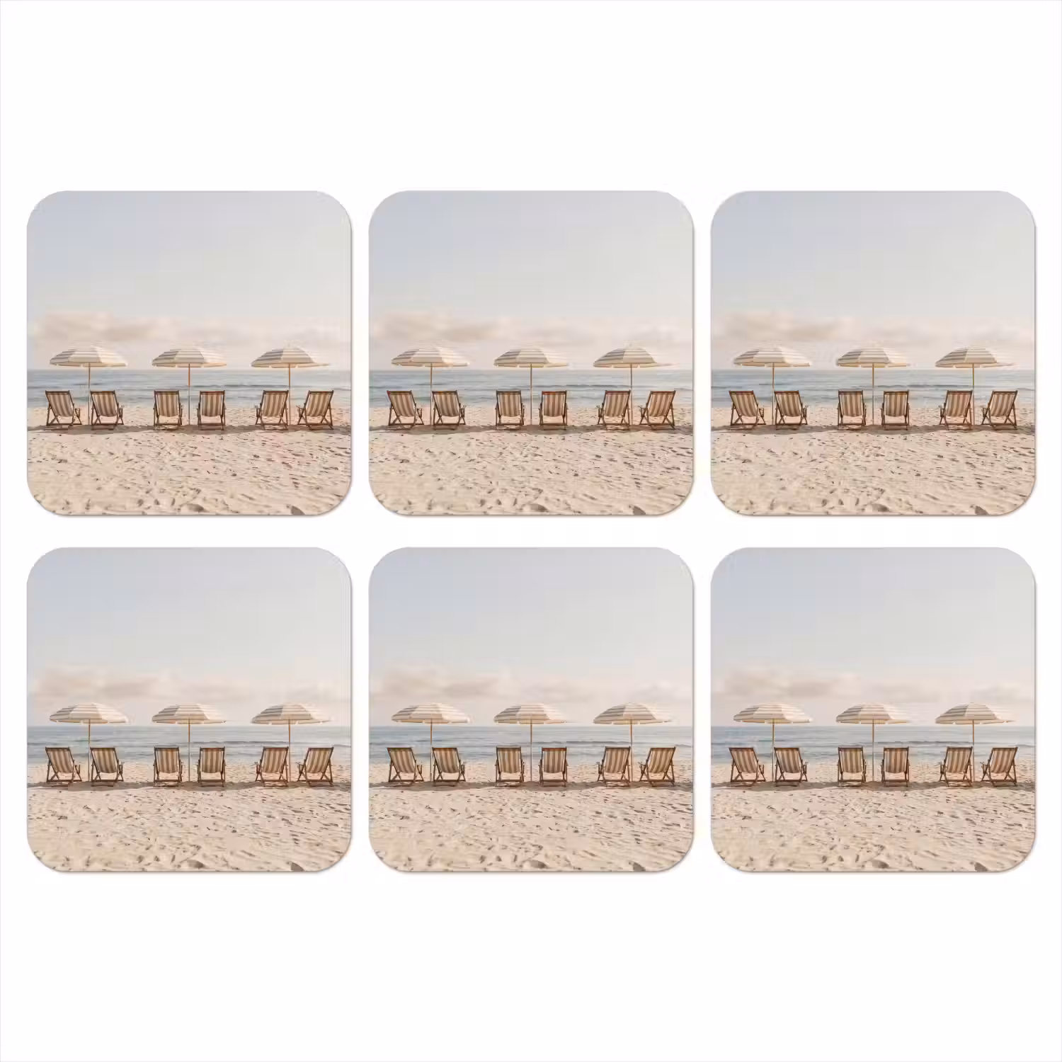 Strand - Stoelen - Parasol onderzetter kurk middel -3d