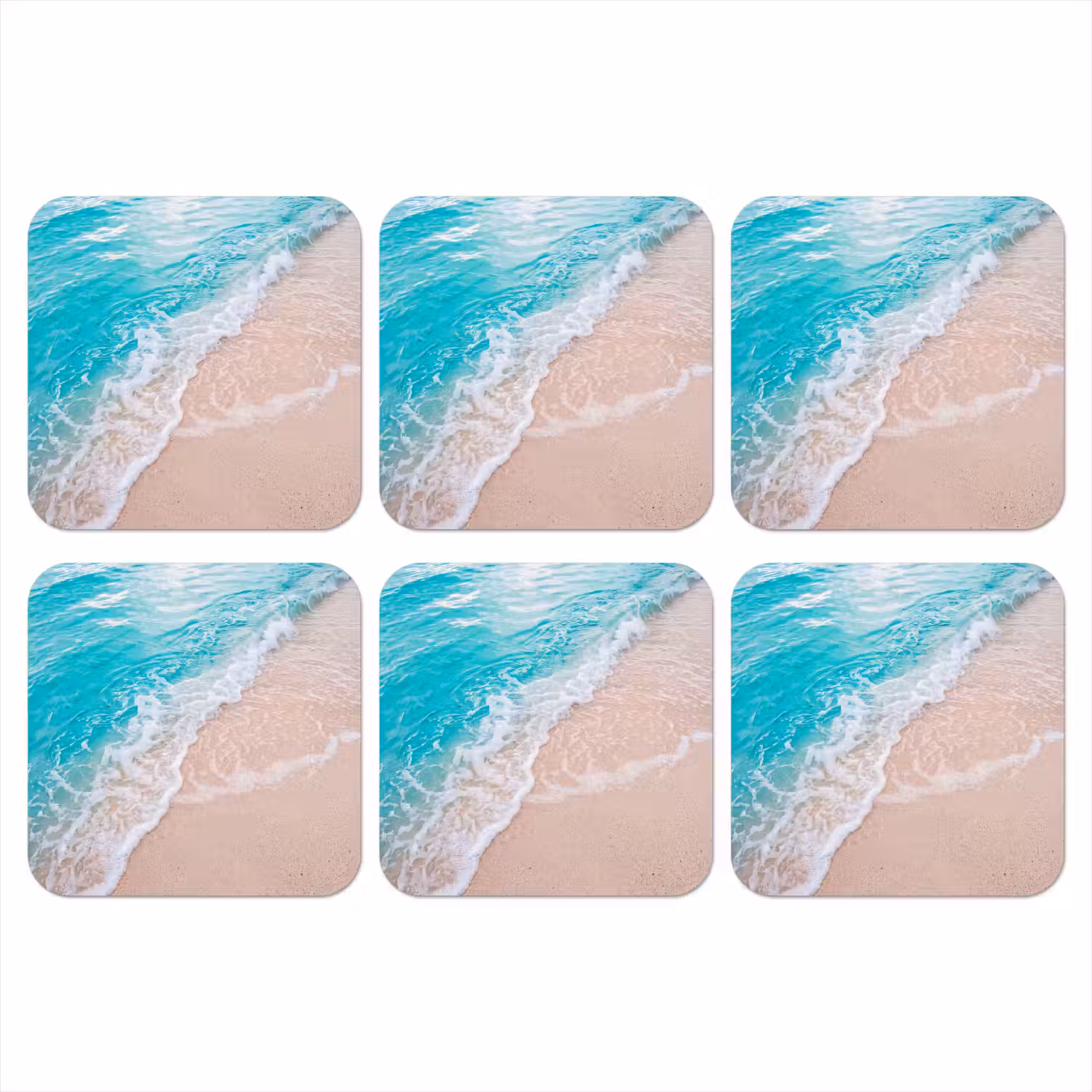Strand - Zee - Golf - Natuur - Blauw onderzetter kurk middel -3d
