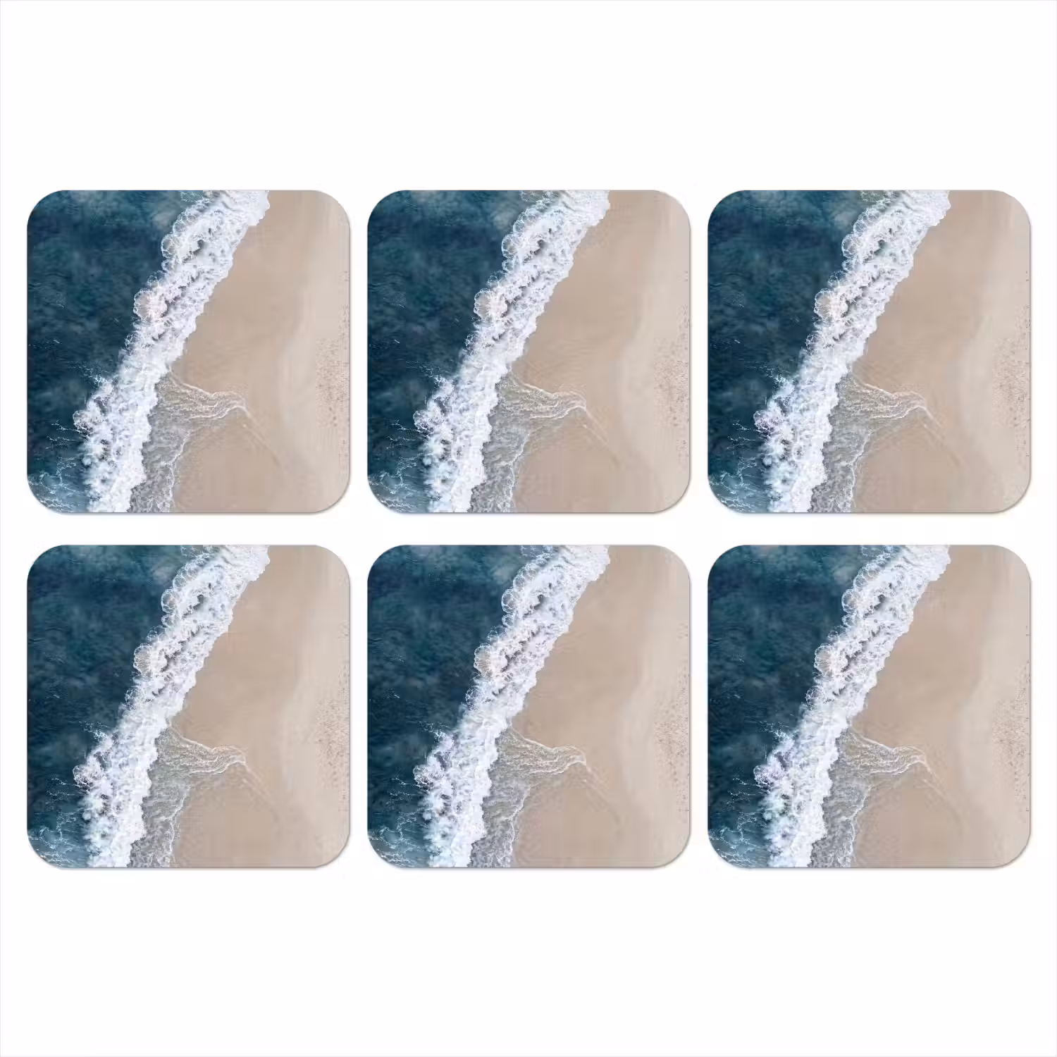 Strand - Zee - Golven onderzetter kurk middel -3d