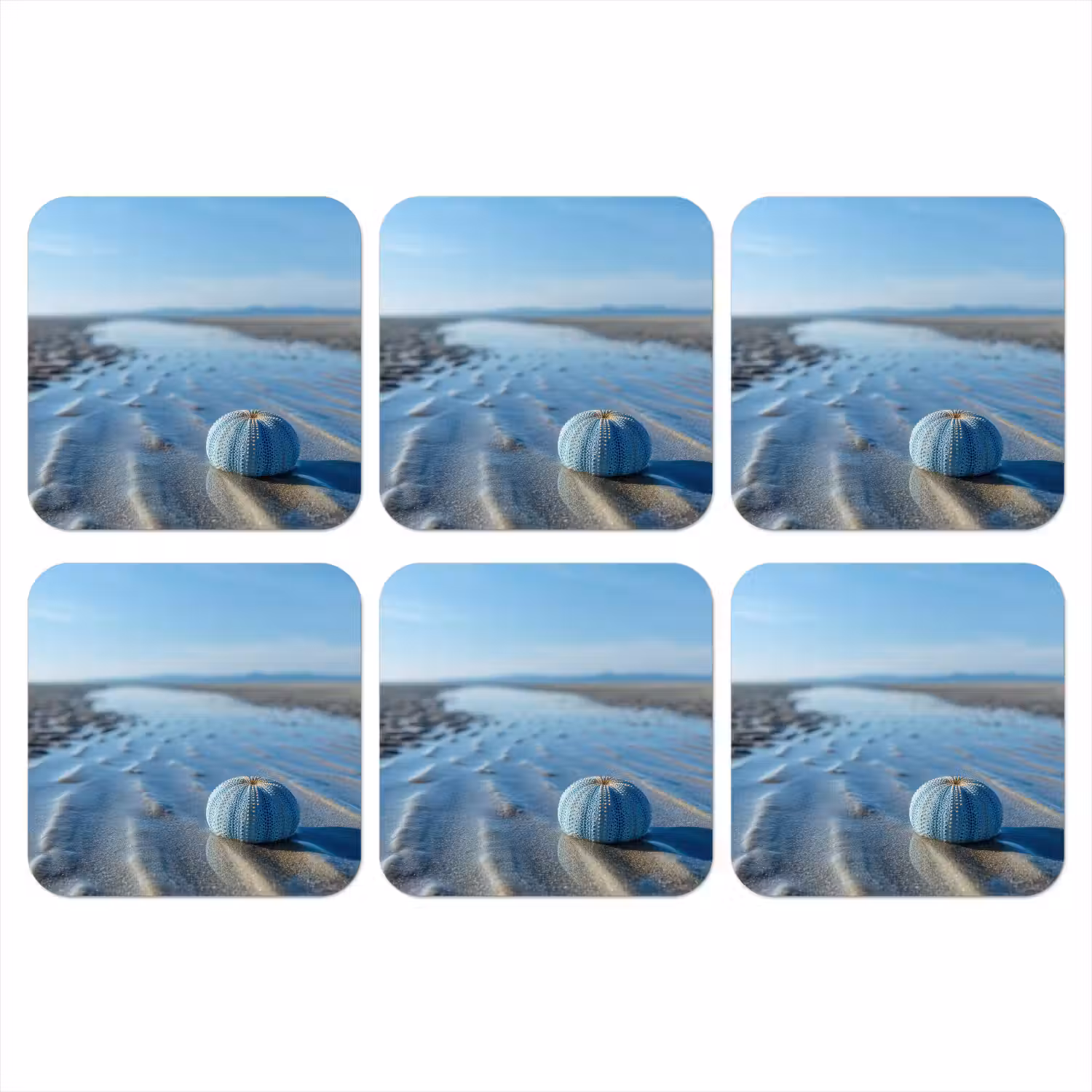 Strand - Schild - Water - Blauw onderzetter kurk middel -3d