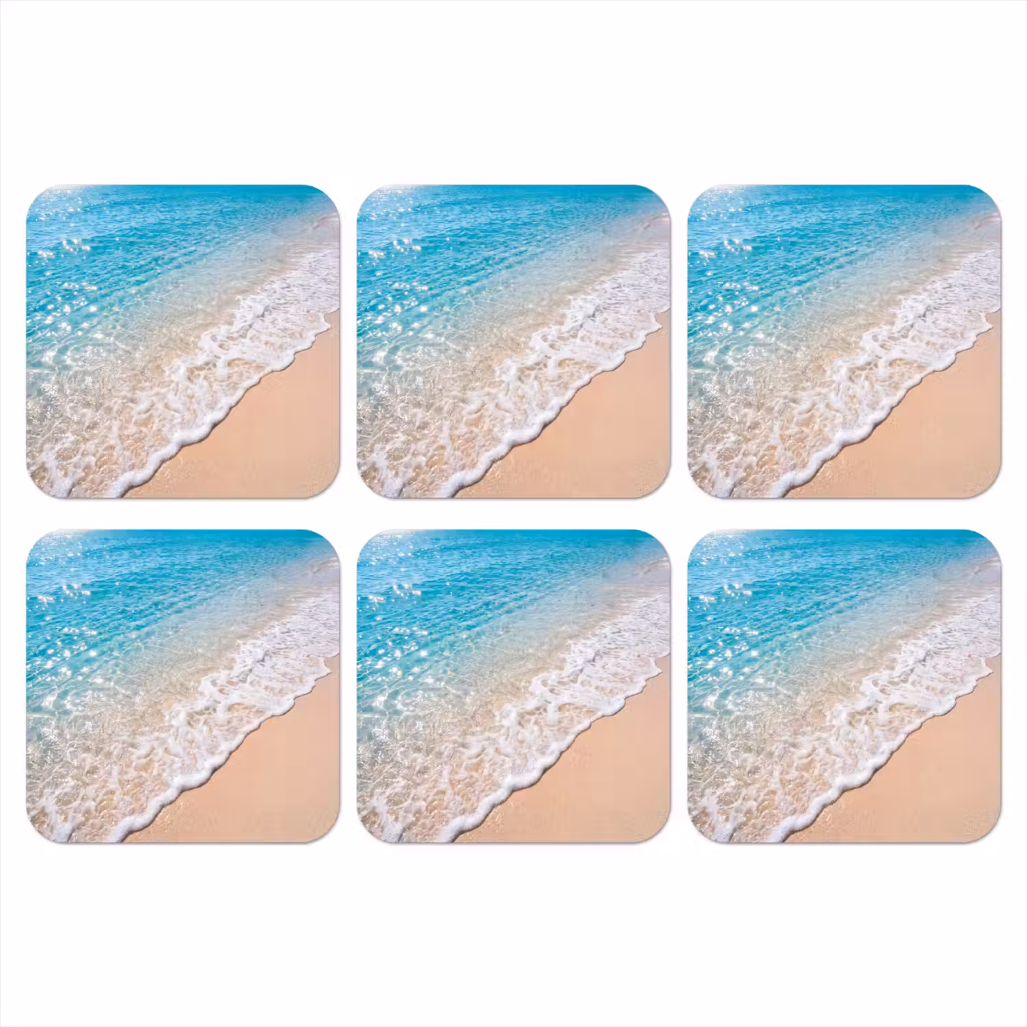 Strand - Water - Natuur - Blauw - Beige onderzetter kurk middel -3d