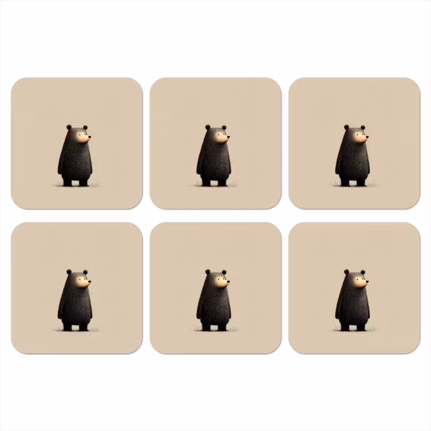 Beer - Donkerbruin - Minimalistisch onderzetter kurk middel -3d