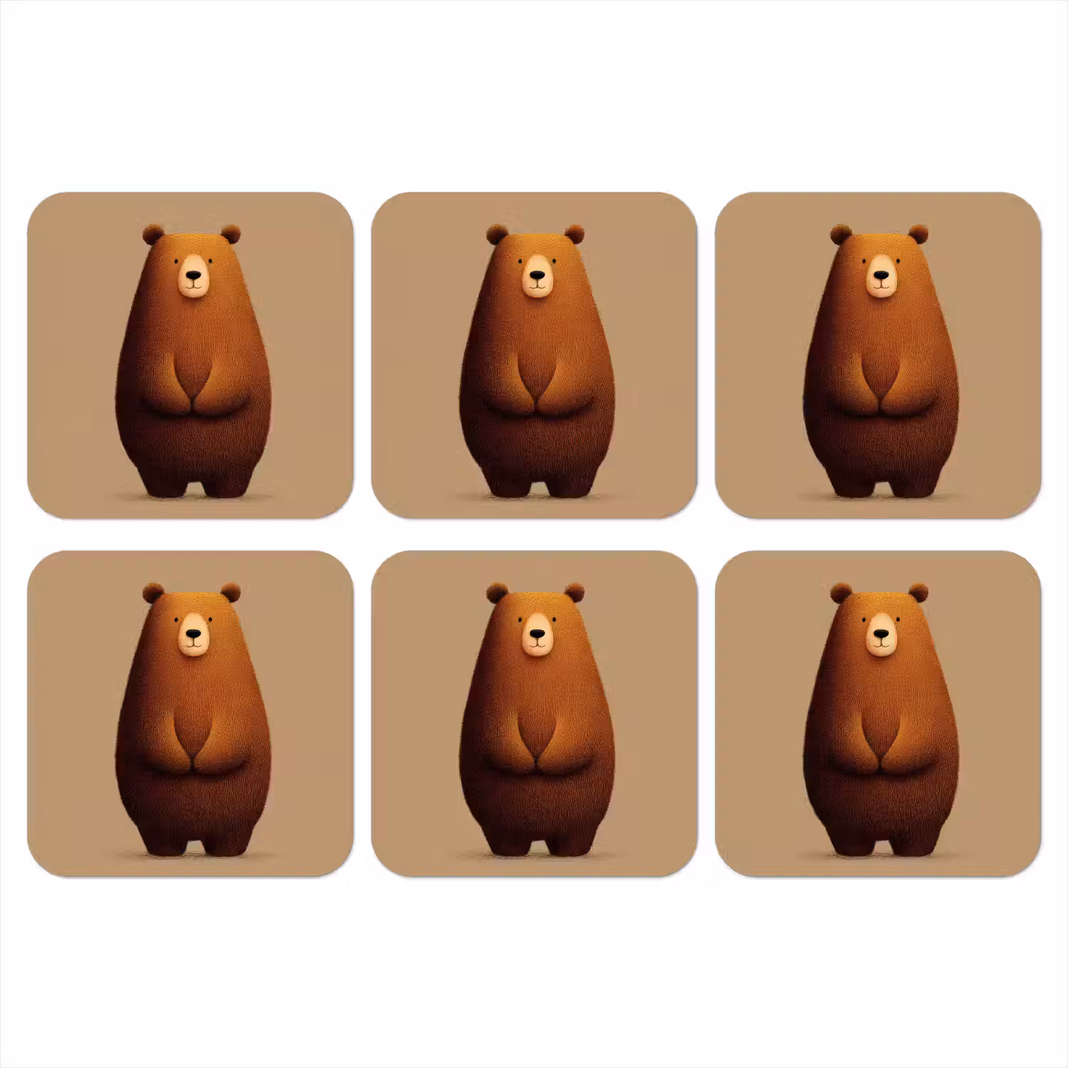 Beer - Minimalistisch - Bruin onderzetter kurk middel -3d