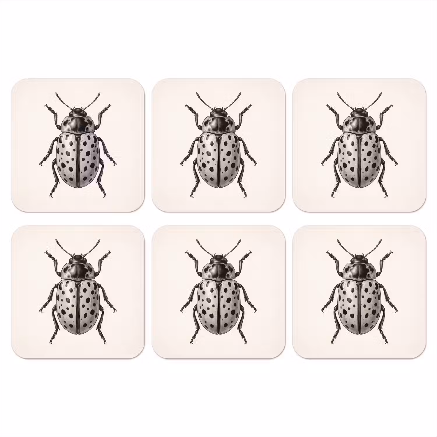 Kever - Insect - Vintage onderzetter kurk middel -3d