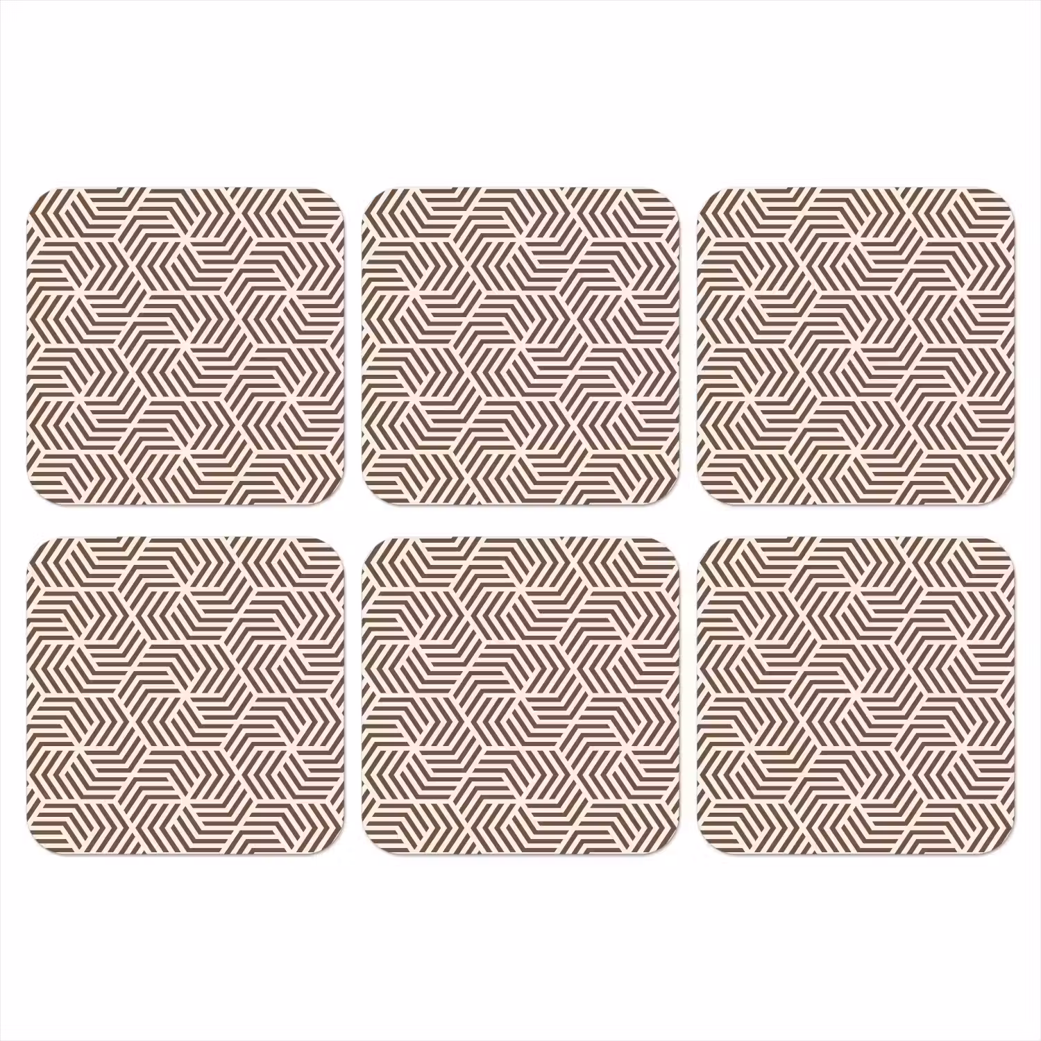 Beige - Bruin - Patroon - Strepen onderzetter kurk middel 366 -3d