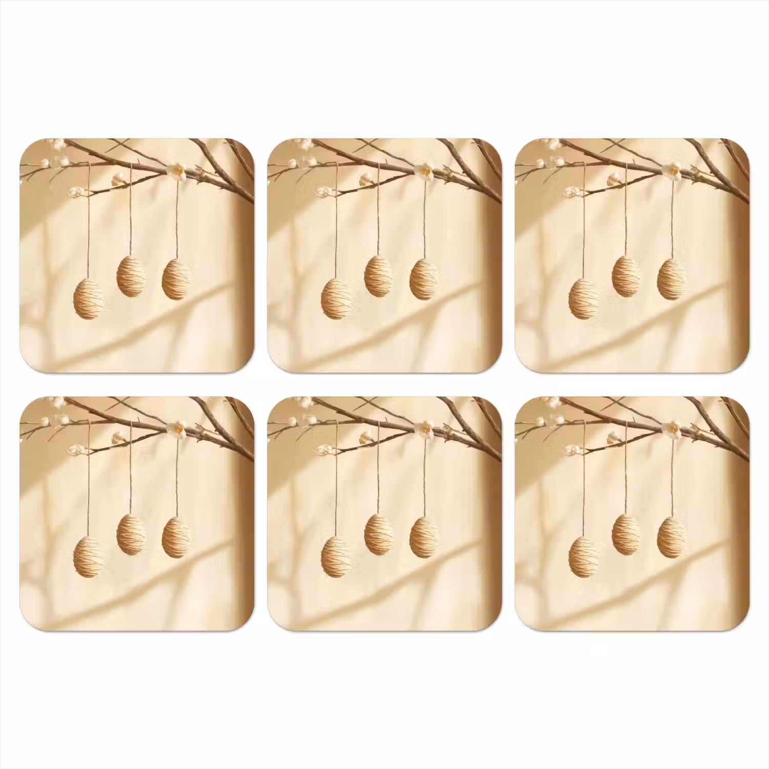 Beige - Paastak - Eieren onderzetter kurk middel -3d