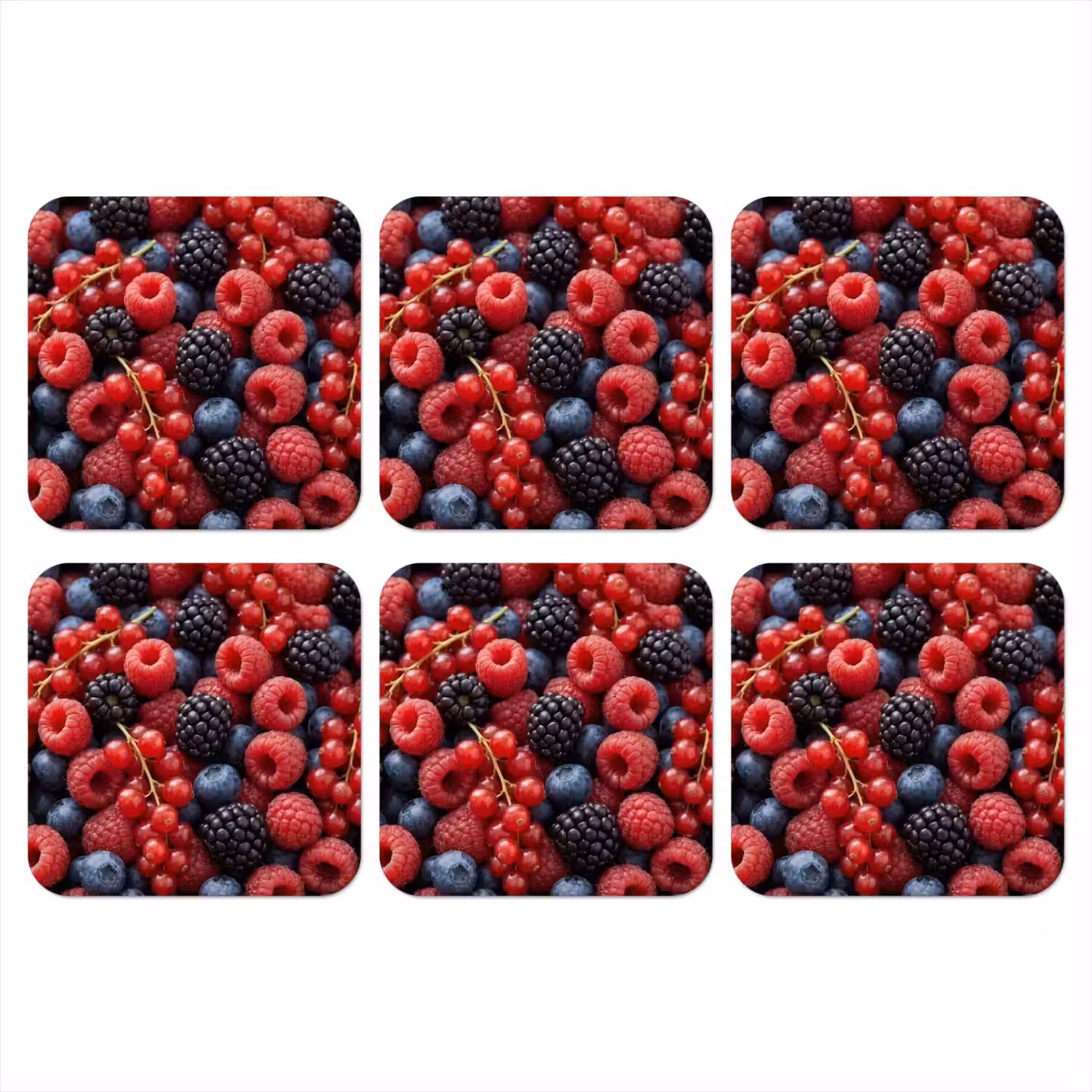 Bessen - Mix - Vers - Eten - Kleurrijk onderzetter kurk middel -3d