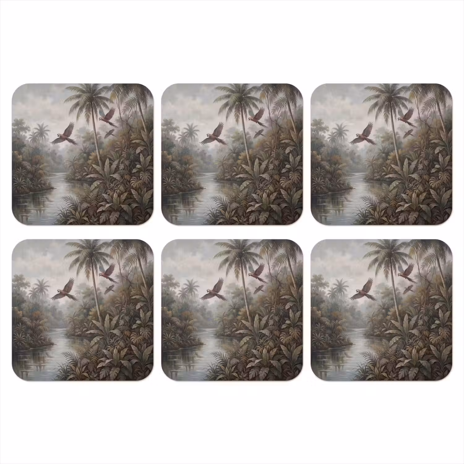 Vogel - Vliegend - Tropisch - Landschap - Klassiek onderzetter kurk middel -3d