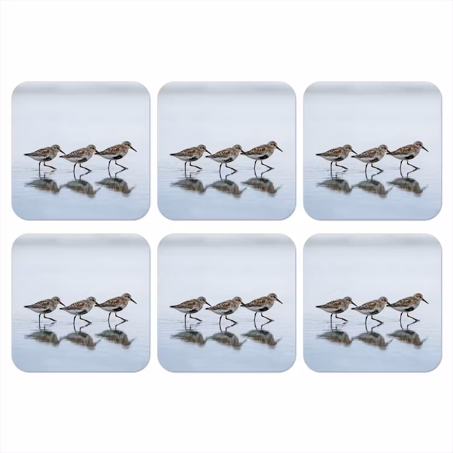 Vogels - Water - Grijs onderzetter kurk middel -3d