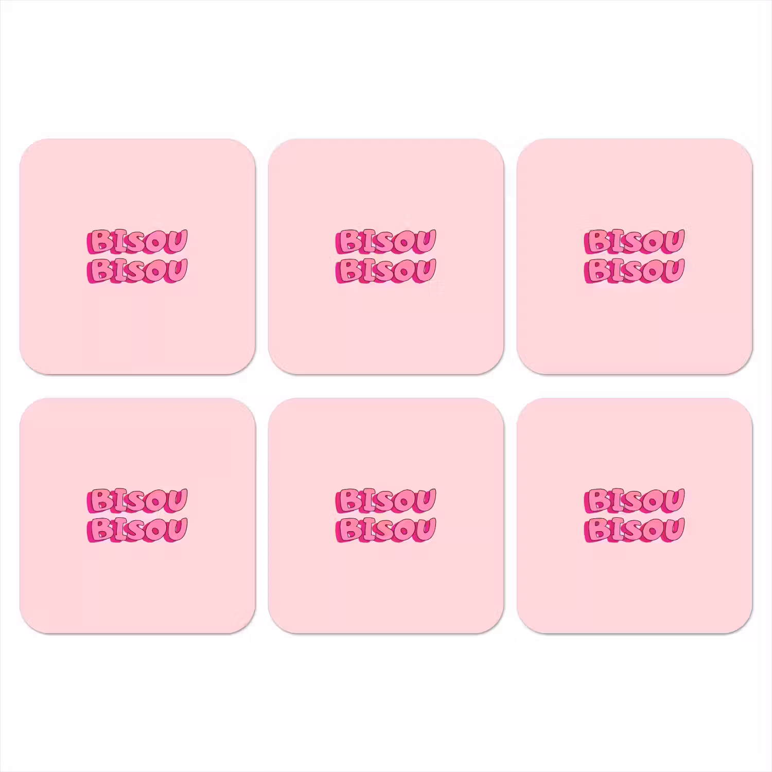 Bisou - Roze - Schaduw onderzetter kurk middel -3d