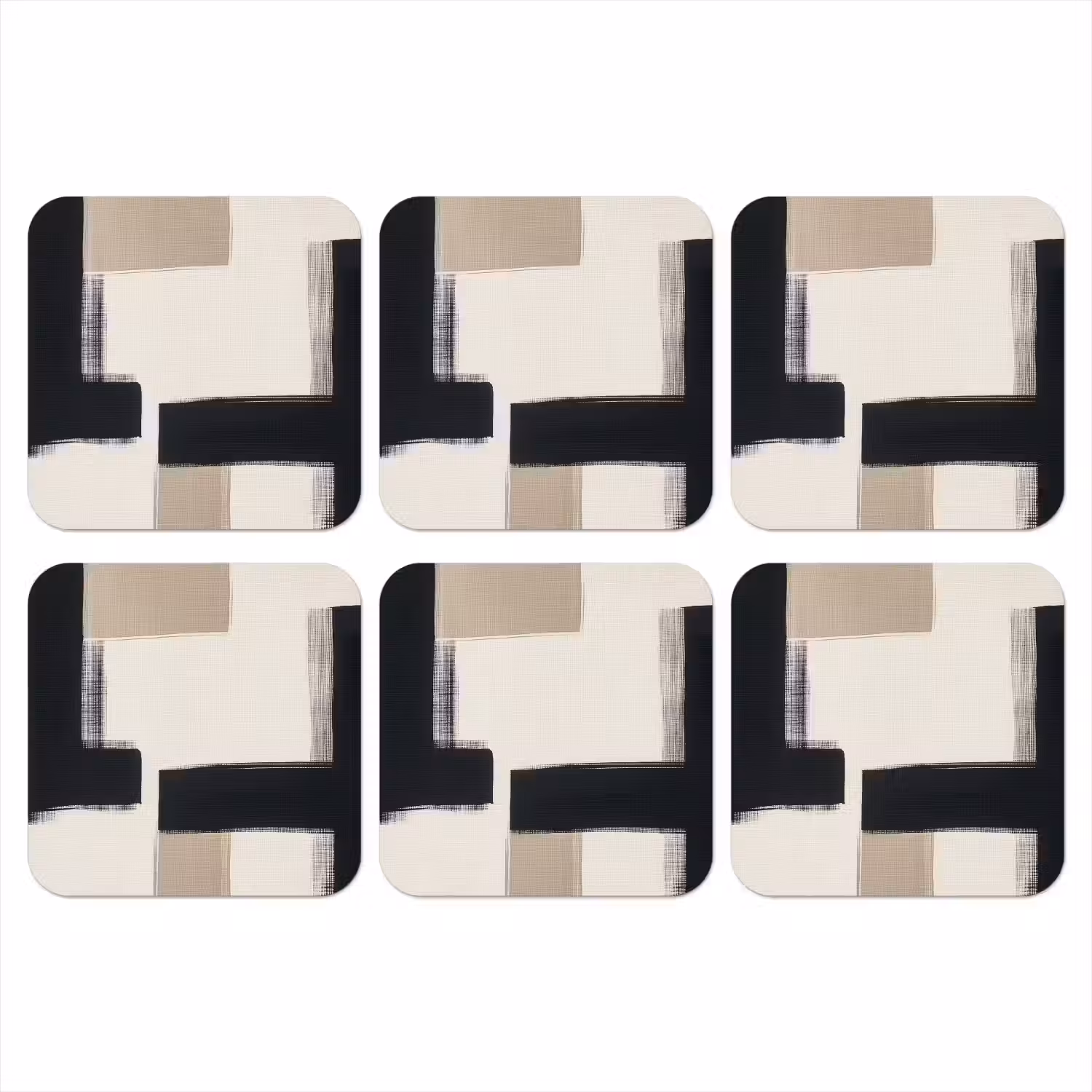 Zwart - Abstract - Japandi onderzetter kurk middel -3d