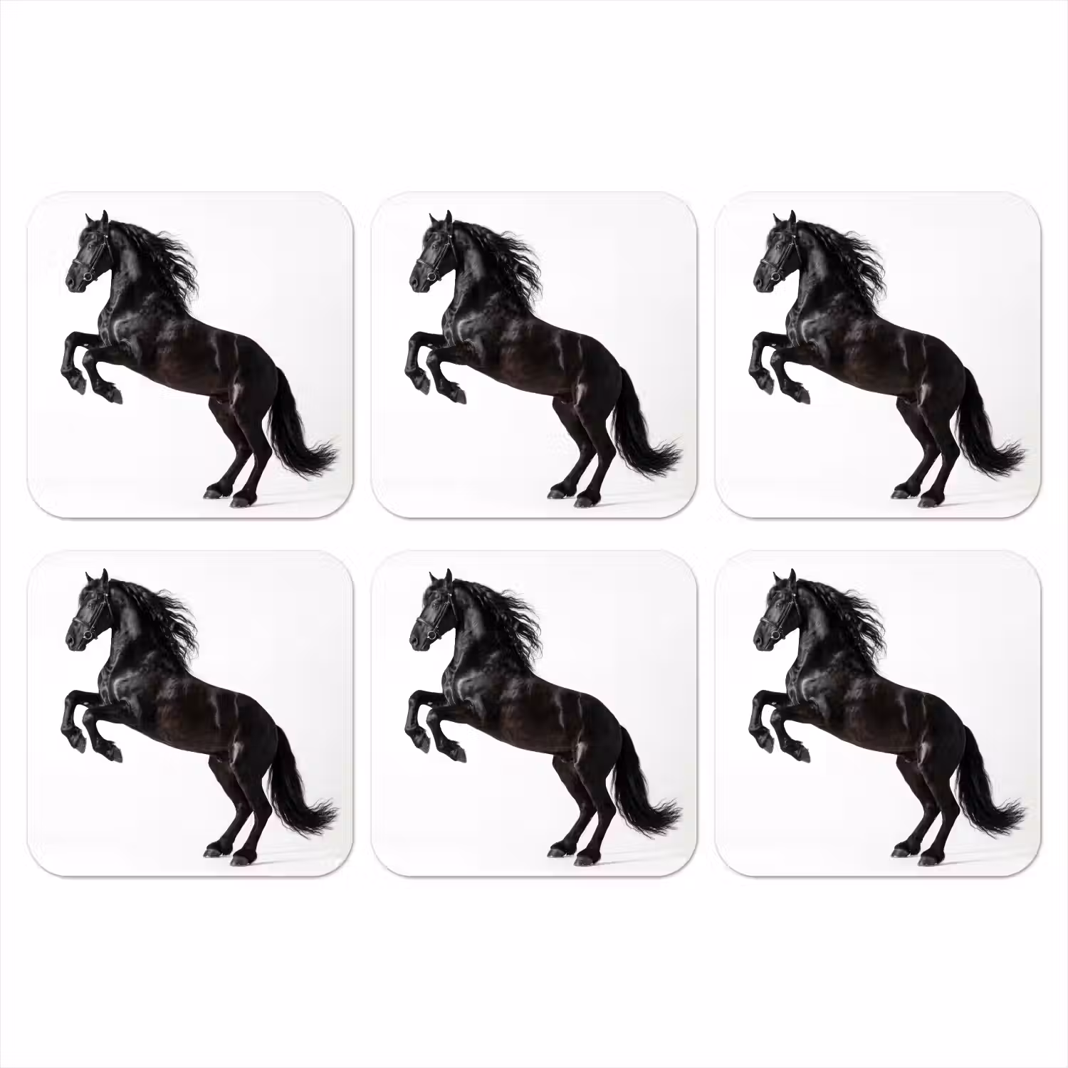 Zwart - Paard - Portret onderzetter kurk middel -3d
