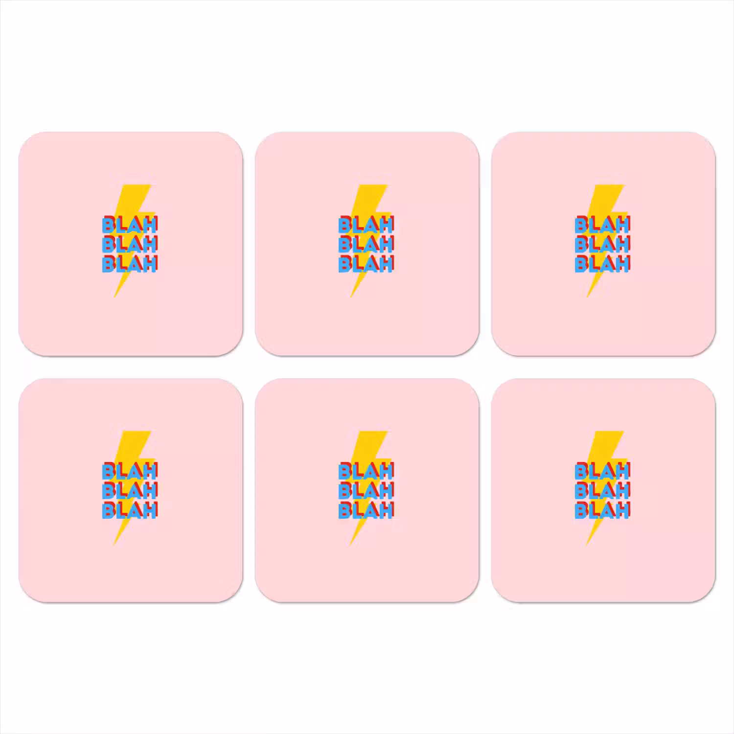Blah - Bliksem - Roze onderzetter kurk middel -3d