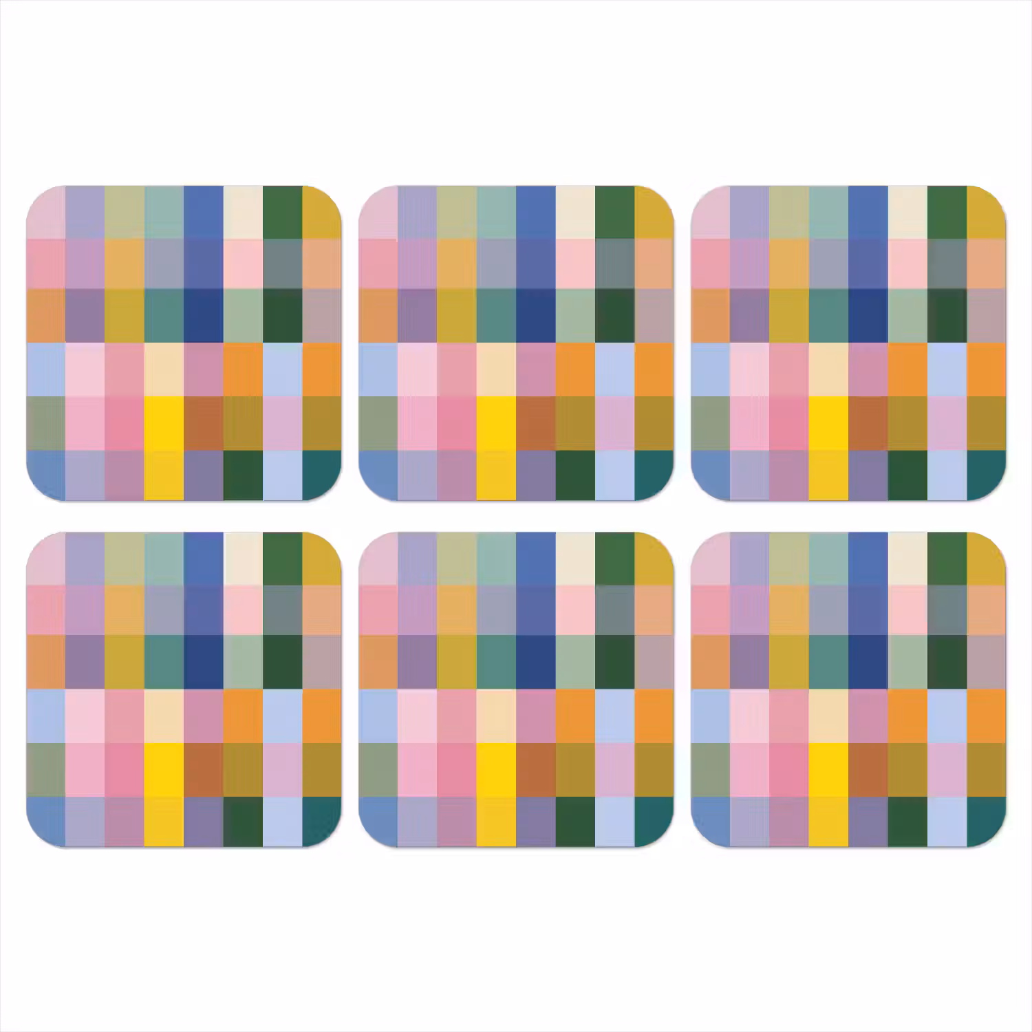 Blokken - Vierkant - Patroon - Gekleurd onderzetter kurk middel -3d