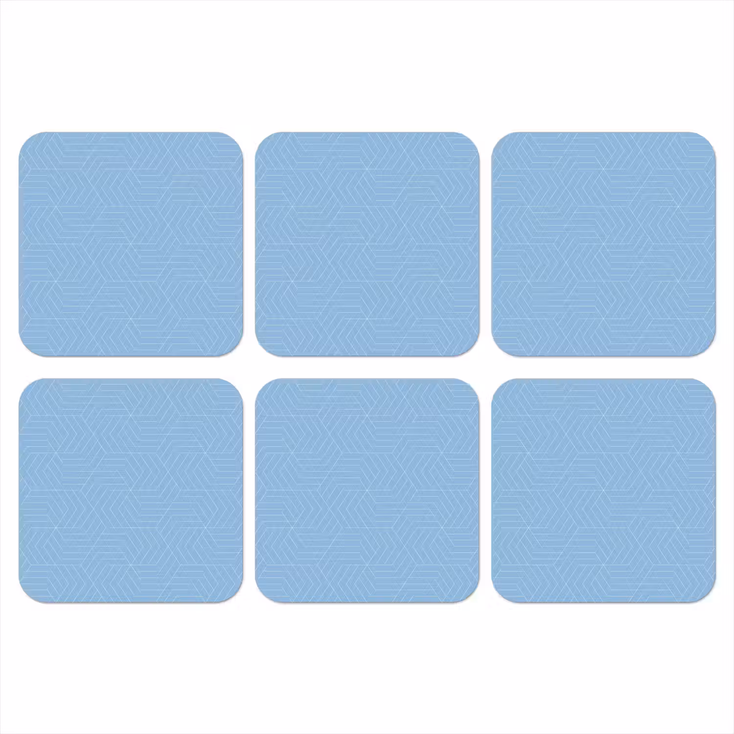 Blauw - Wit - Lijnen - Patroon onderzetter kurk middel 366 -3d