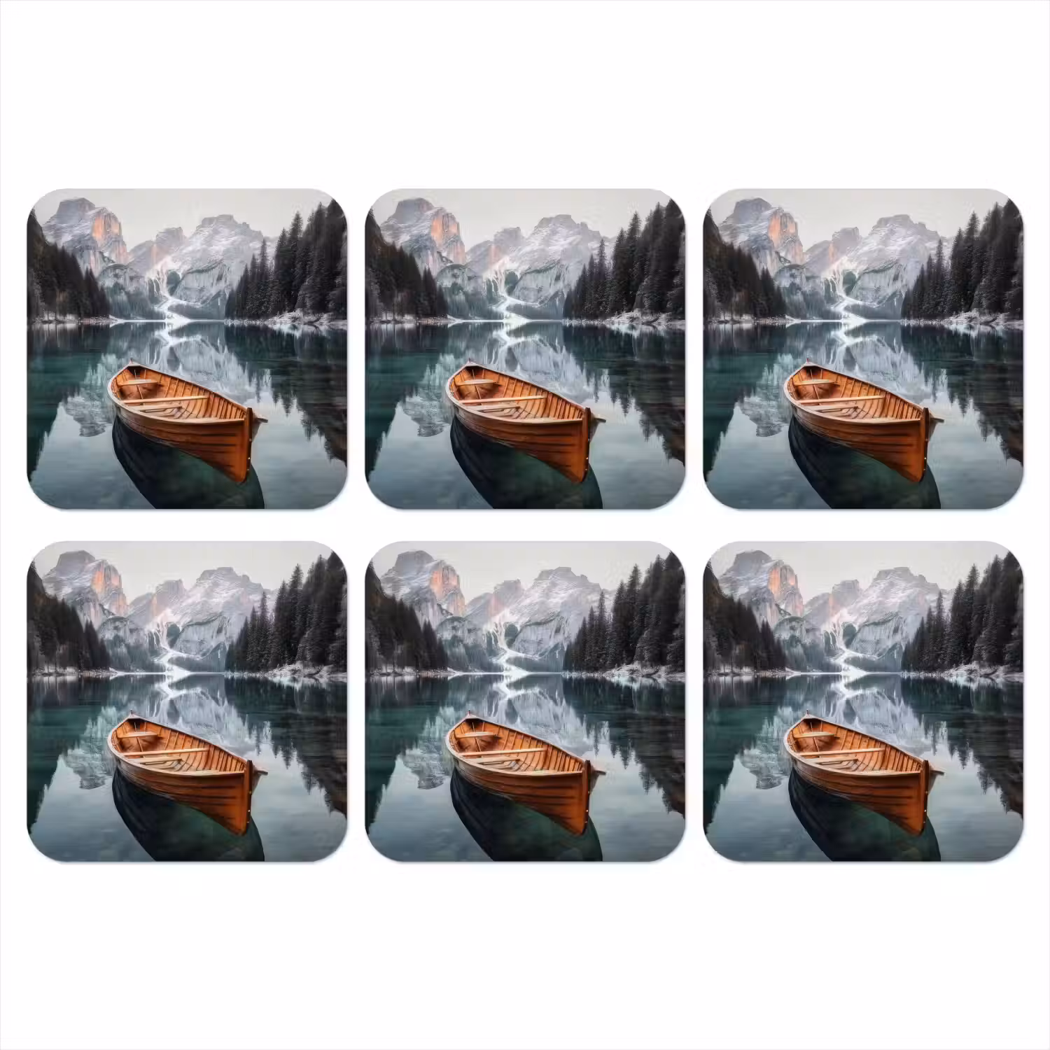 Boot - Bergen - Natuur - Water onderzetter kurk middel -3d