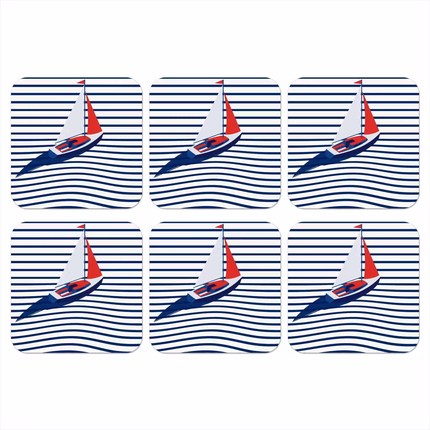 Boot - Water - Abstract - Blauw onderzetter kurk middel -3d