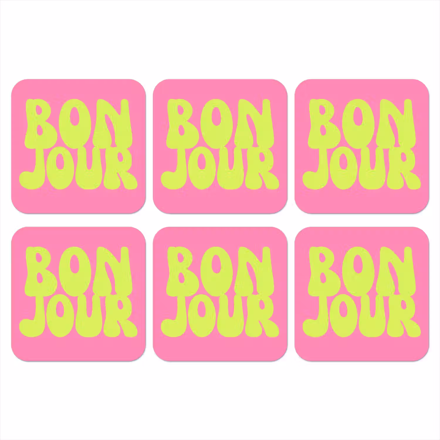 Bonjour - Roze - Fel groen onderzetter kurk middel -3d