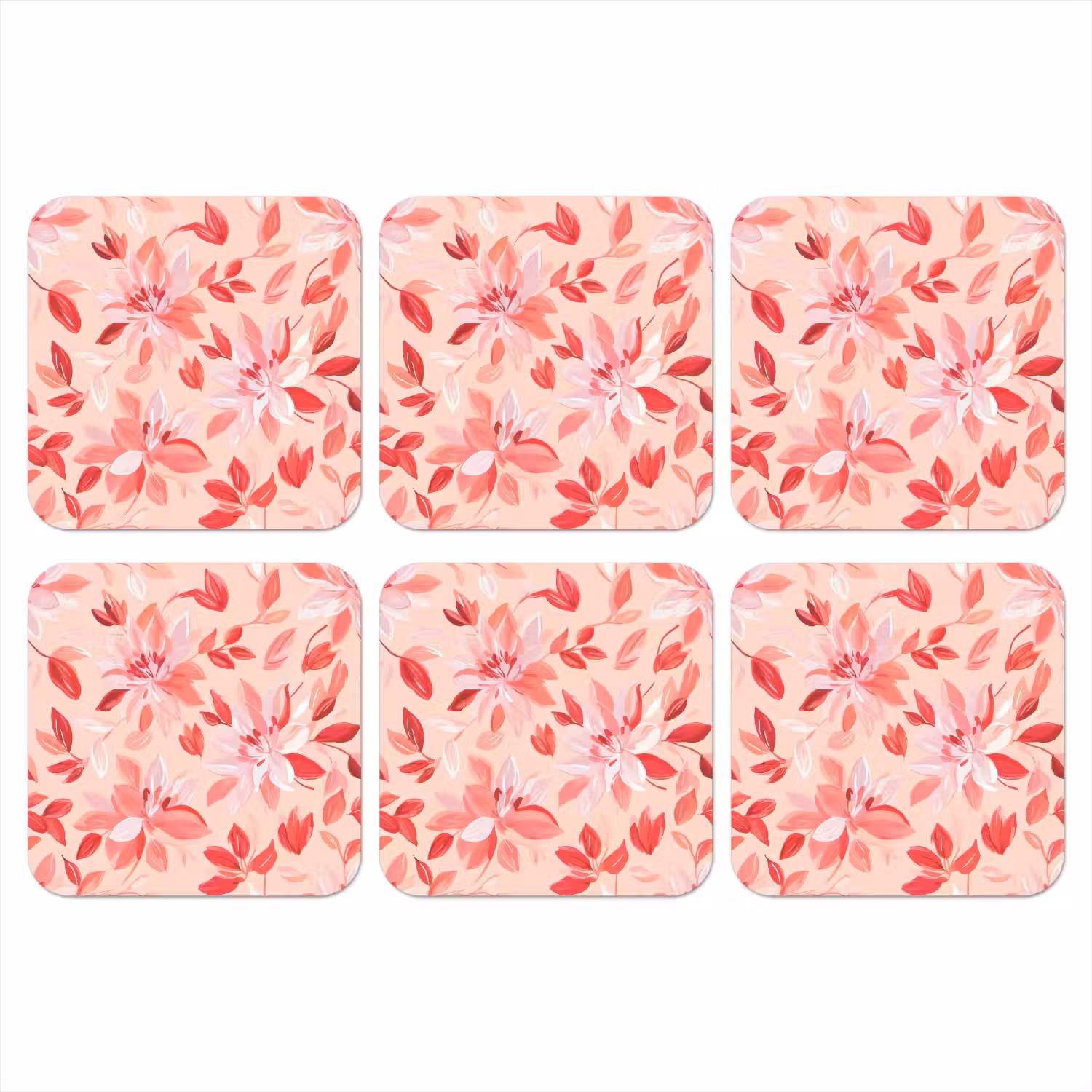 Botanisch - Bloemen - Rood onderzetter kurk middel 366 -3d