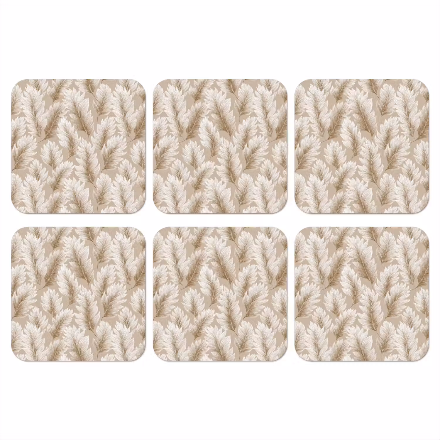 Botanisch - Patroon - Beige onderzetter kurk middel 366 -3d