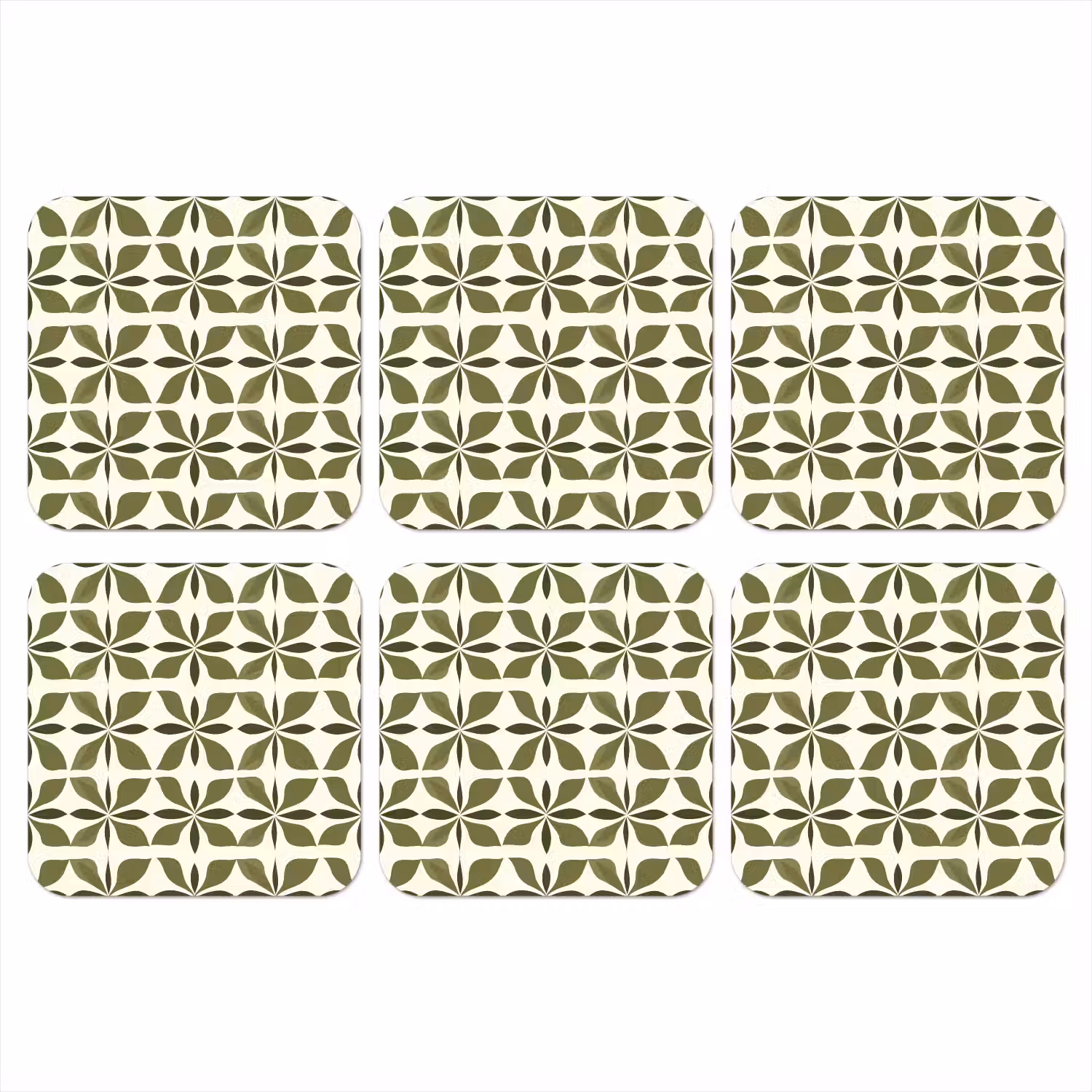 Botanisch - Retro - Groen onderzetter kurk middel 366 -3d