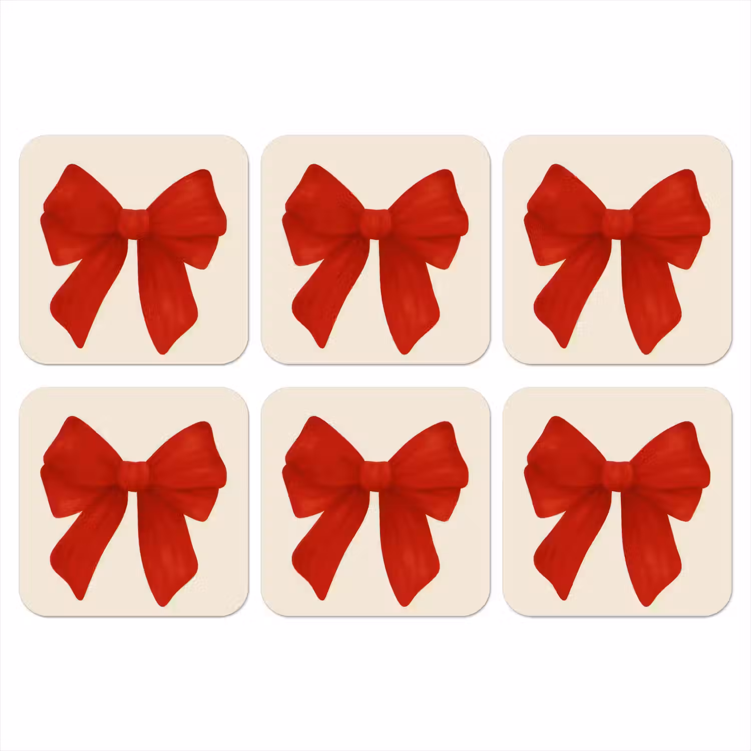 Strik - Symmetrisch - Rood - Lint onderzetter kurk middel -3d