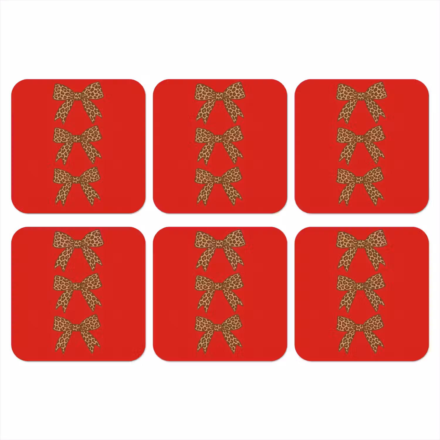 Strikken - Panterprint - Rood onderzetter kurk middel -3d