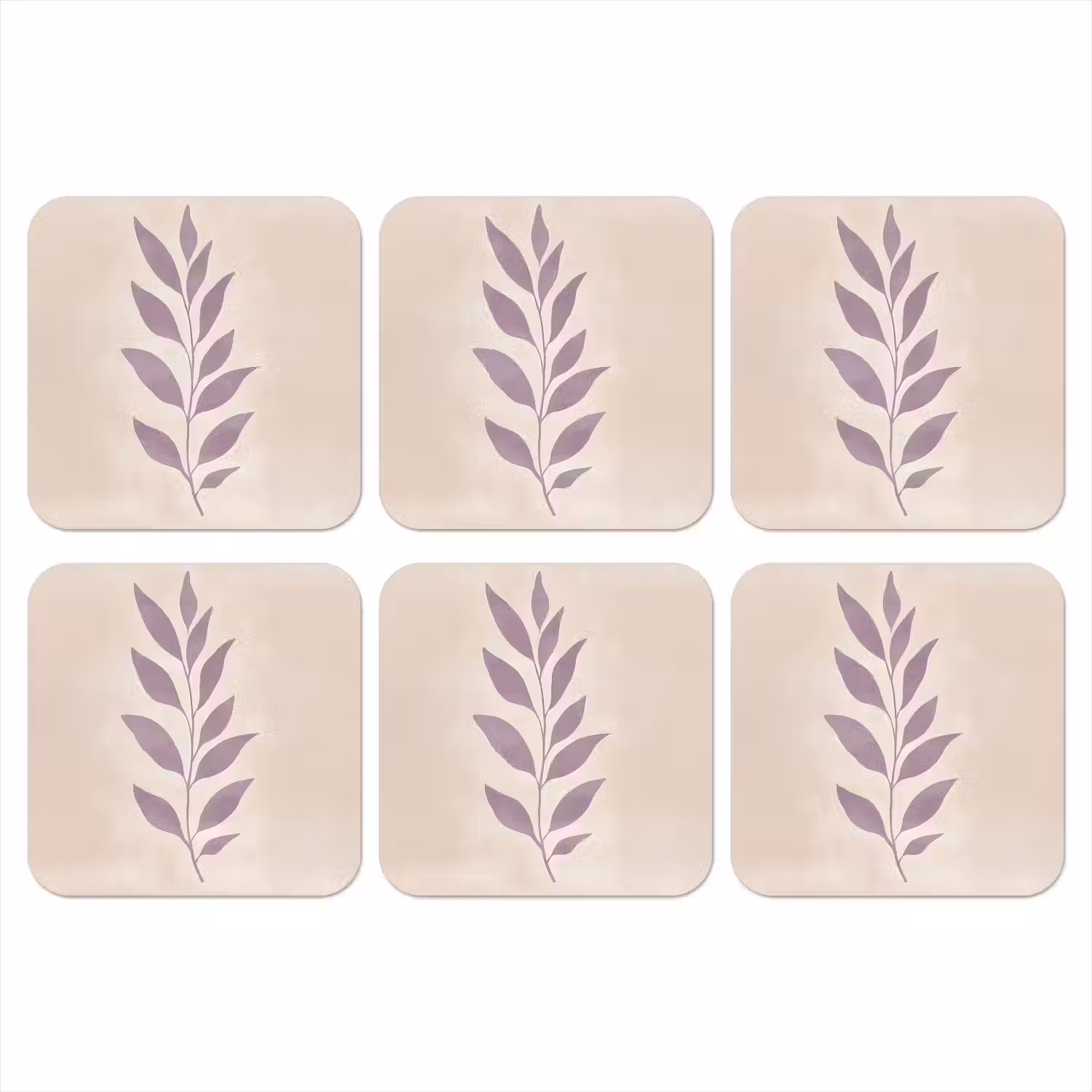 Tak - Bladeren - Minimalistisch - Beige onderzetter kurk middel -3d
