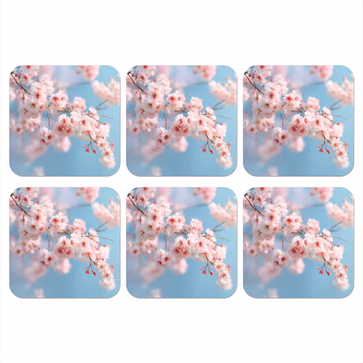 Takken - Bloesems - Roze onderzetter kurk middel -3d