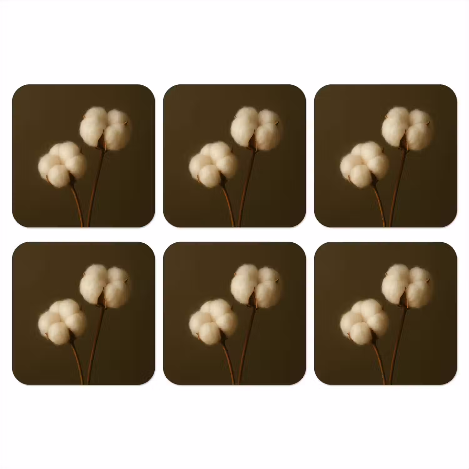 Takken - Katoen - Wit - Bollen onderzetter kurk middel -3d