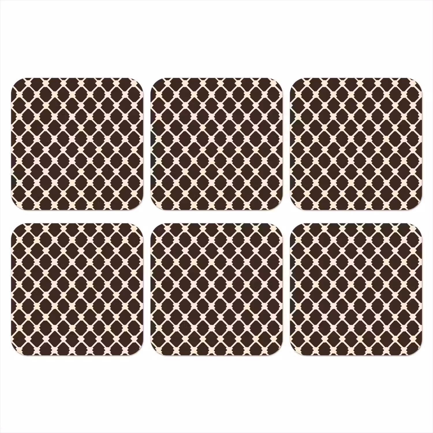 Bruin - Ruitpatroon - Geometrisch onderzetter kurk middel 366 -3d