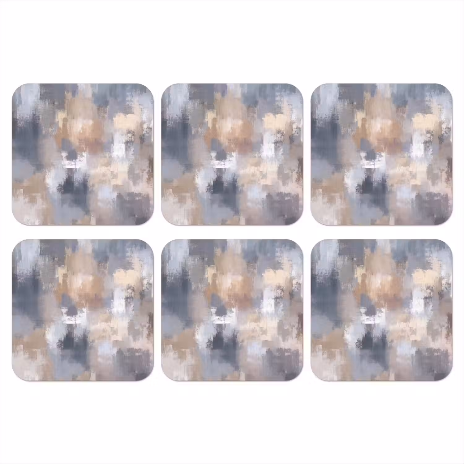 Penseelstreken - Schilderij - Beige onderzetter kurk middel -3d