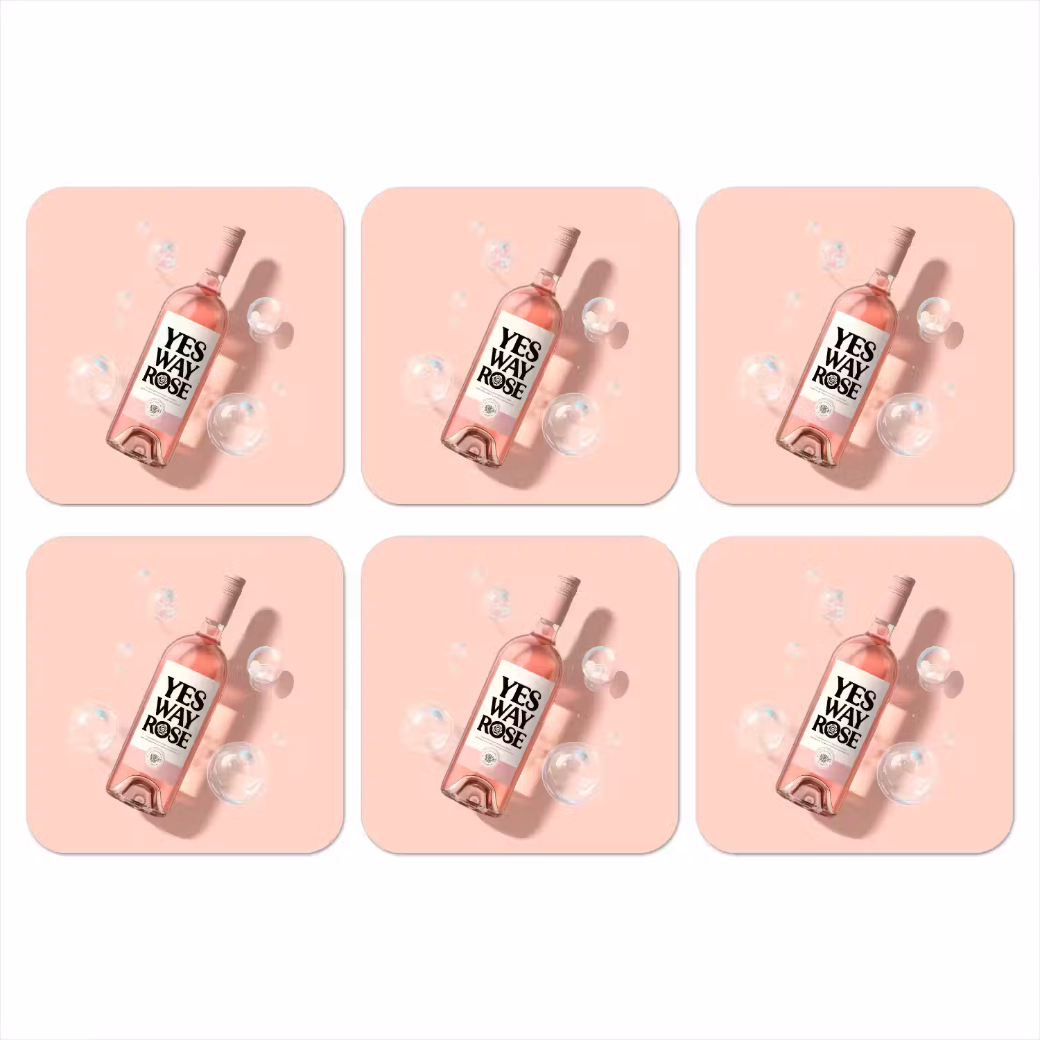 Bubbels - Rosé - Roze onderzetter kurk middel -3d