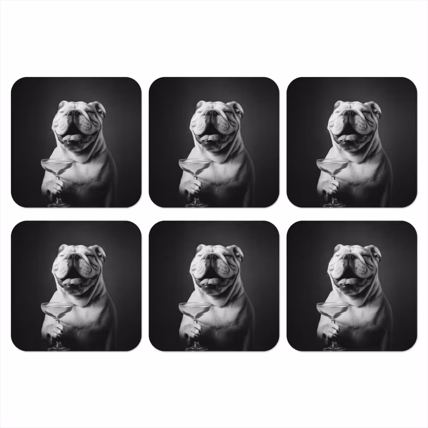 Buldog - Hond - Glas onderzetter kurk middel -3d
