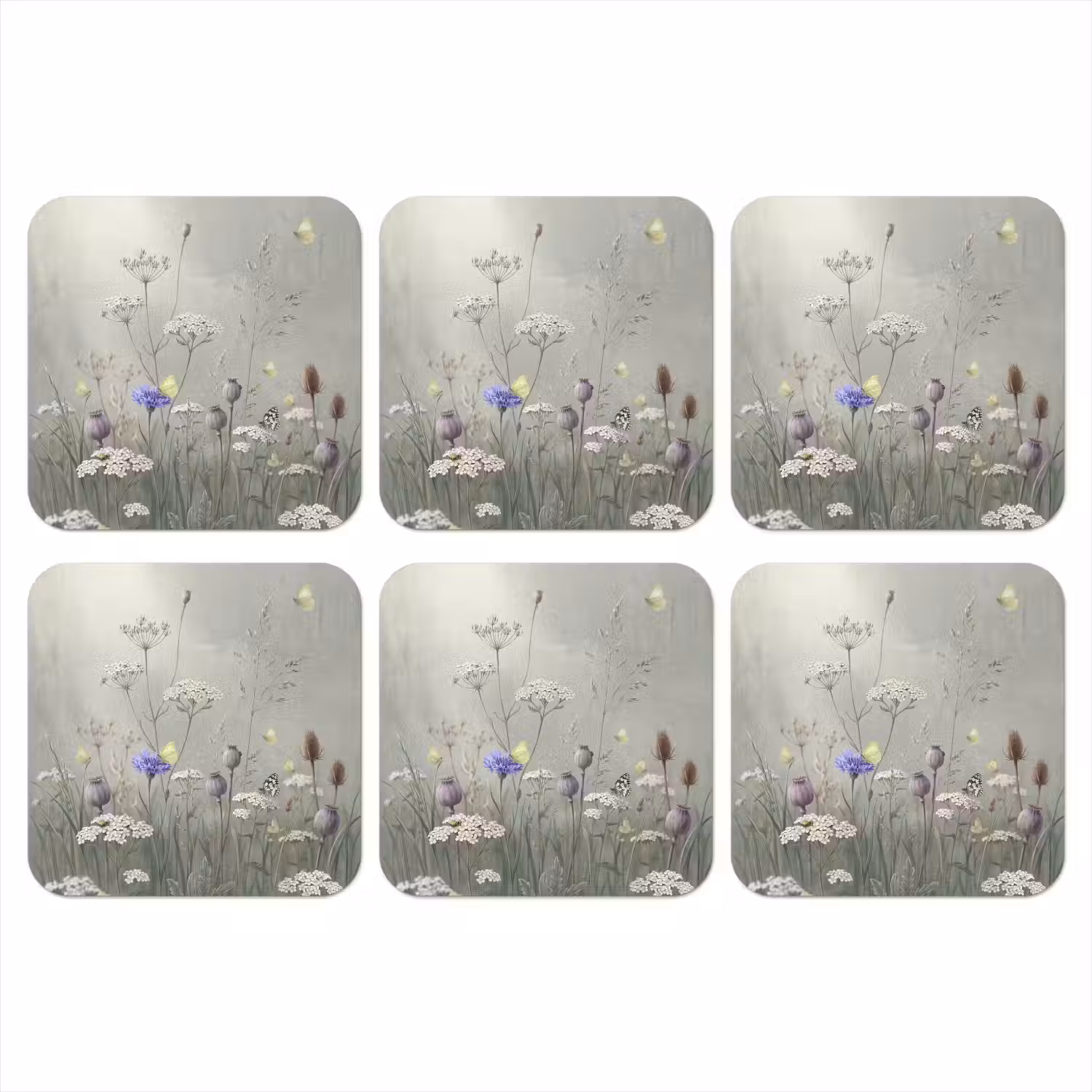 Vlinders - Wildbloemen - Illustratie - Kleurrijk onderzetter kurk middel -3d