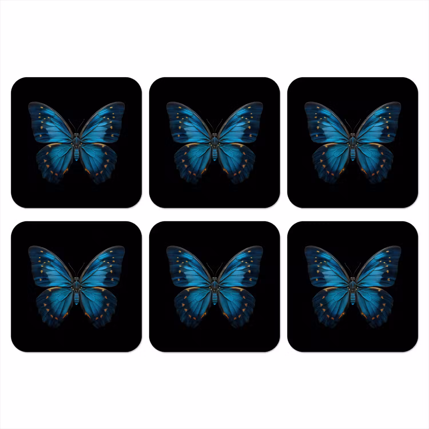 Vlinder - Blauw - Contrast onderzetter kurk middel -3d