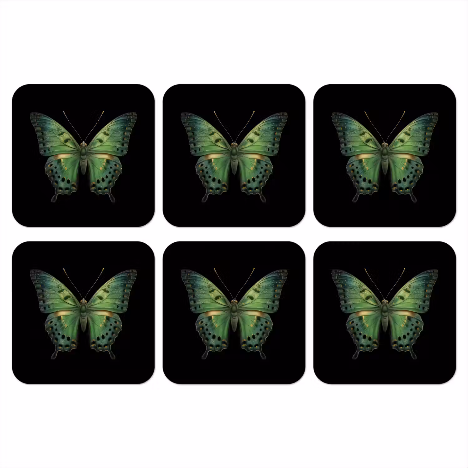Vlinder - Groen - Diepte onderzetter kurk middel -3d