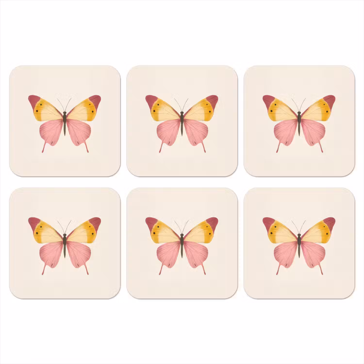 Vlinder - Illustratie - Roze onderzetter kurk middel -3d