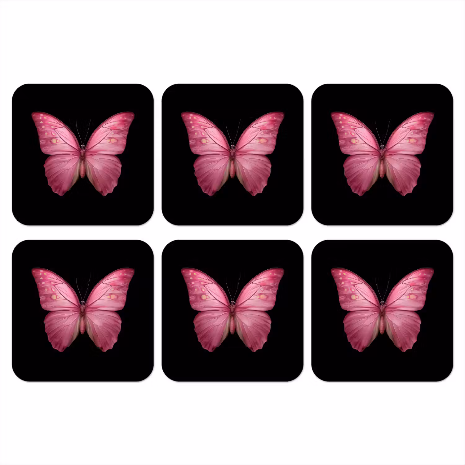 Vlinder - roze - Elegant onderzetter kurk middel -3d