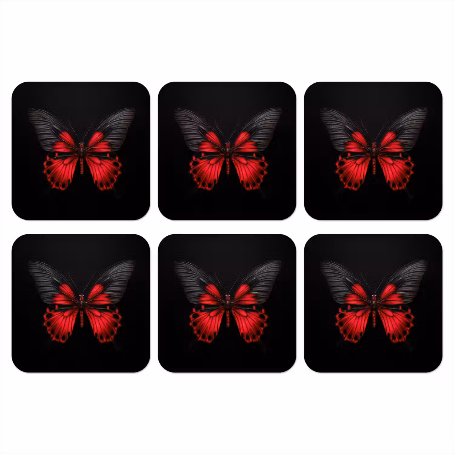 Vlinder - Rood - Contrast onderzetter kurk middel -3d