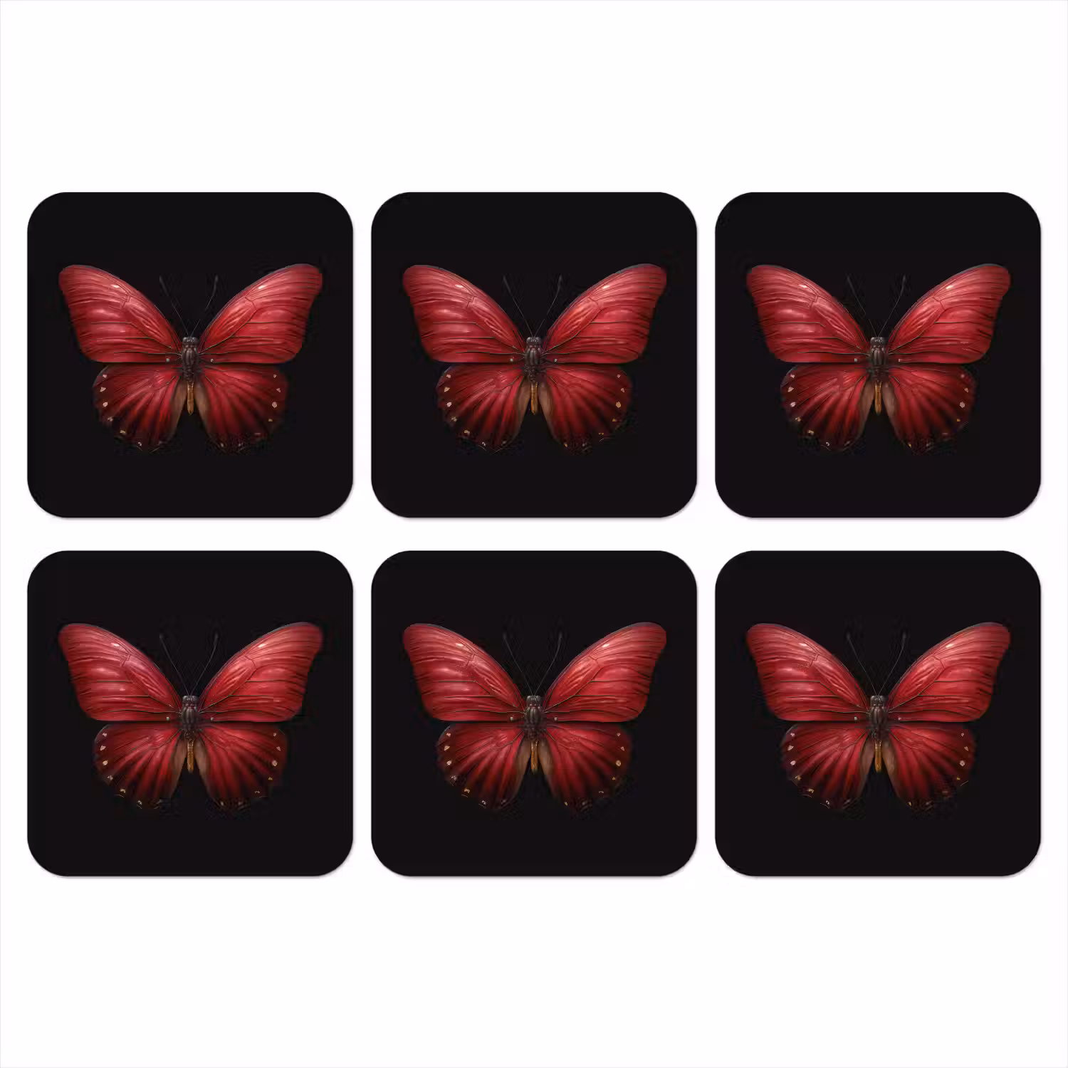 Vlinder - Rood - Minimalistisch onderzetter kurk middel -3d