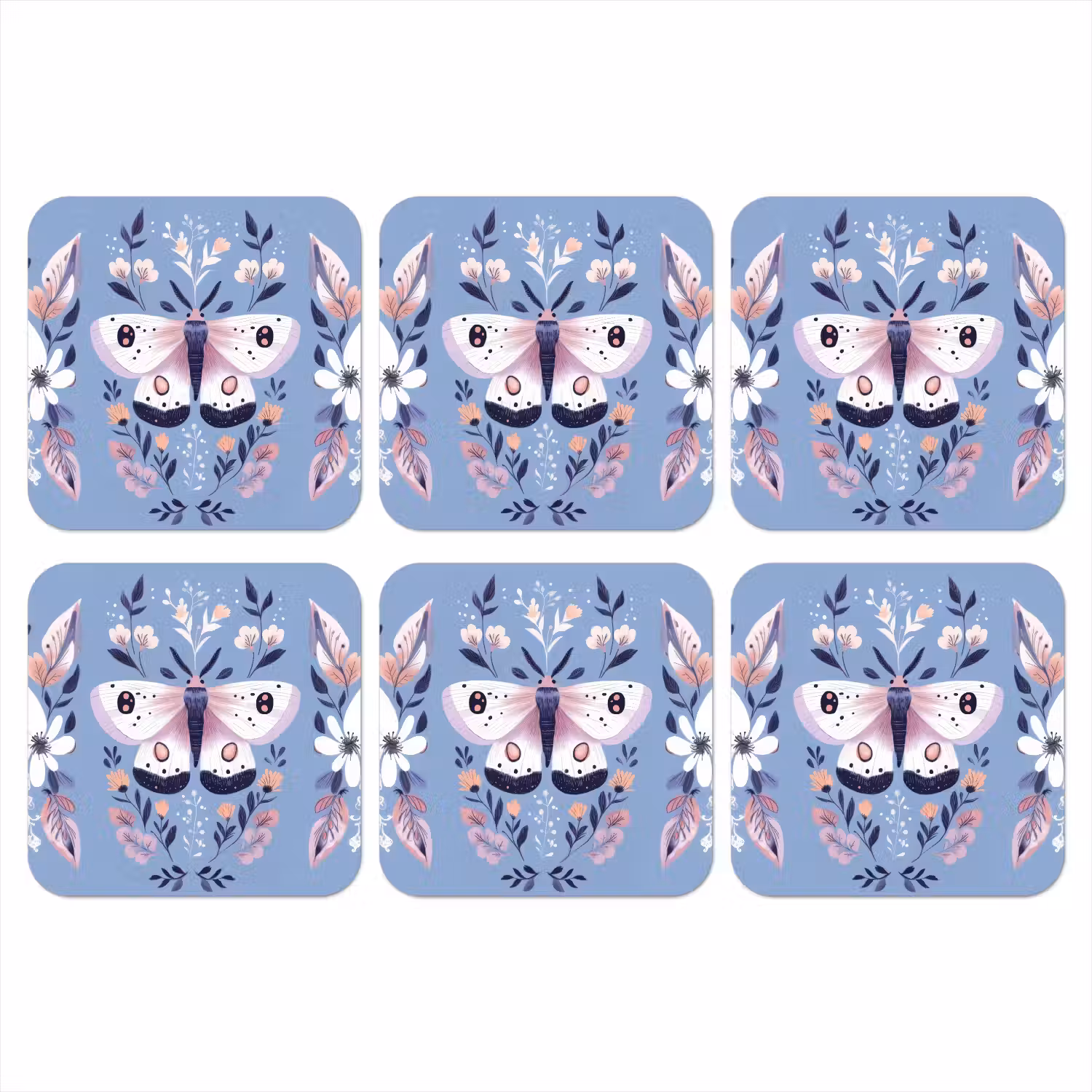 Vlinder - Vleugels - Stippen - Bloemen onderzetter kurk middel -3d