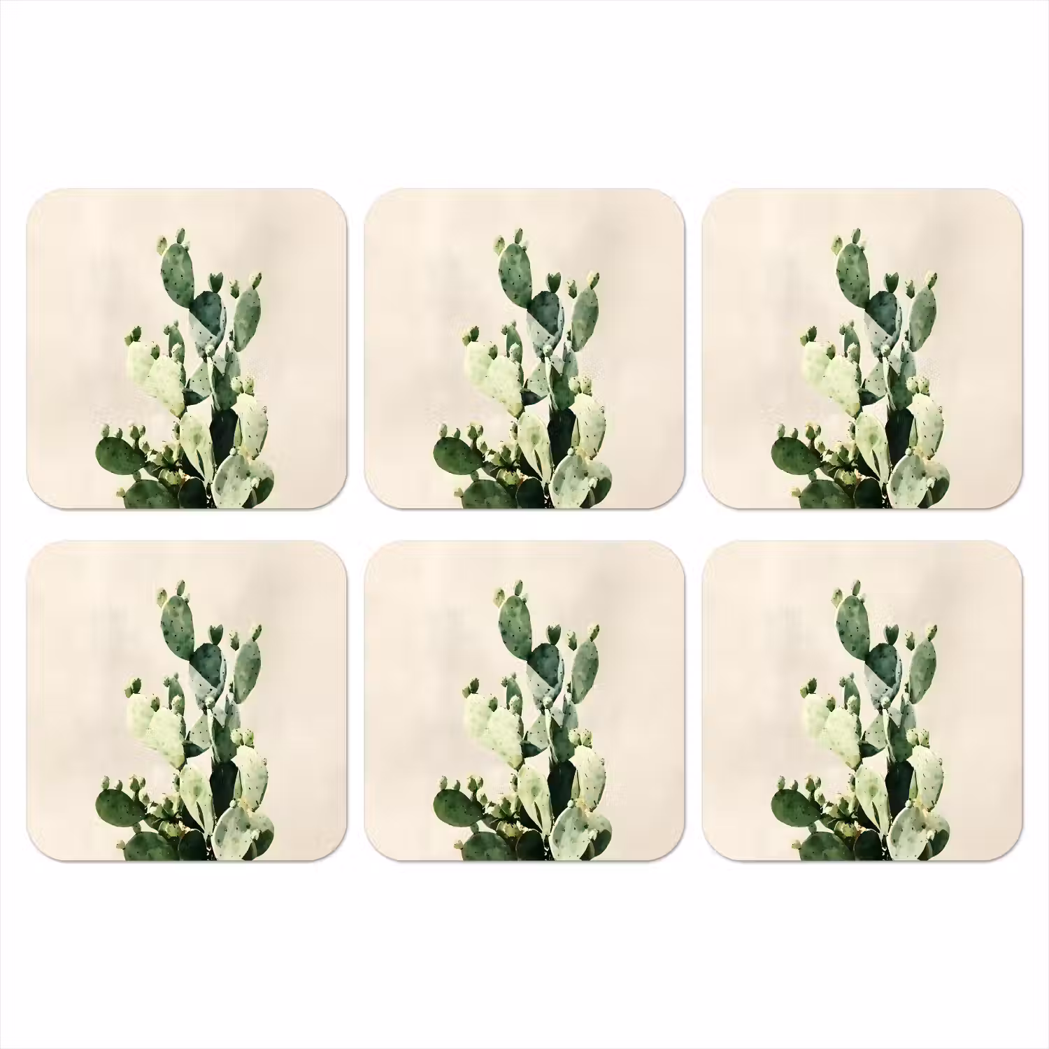 Cactus - Groen - Minimalistisch onderzetter kurk middel -3d