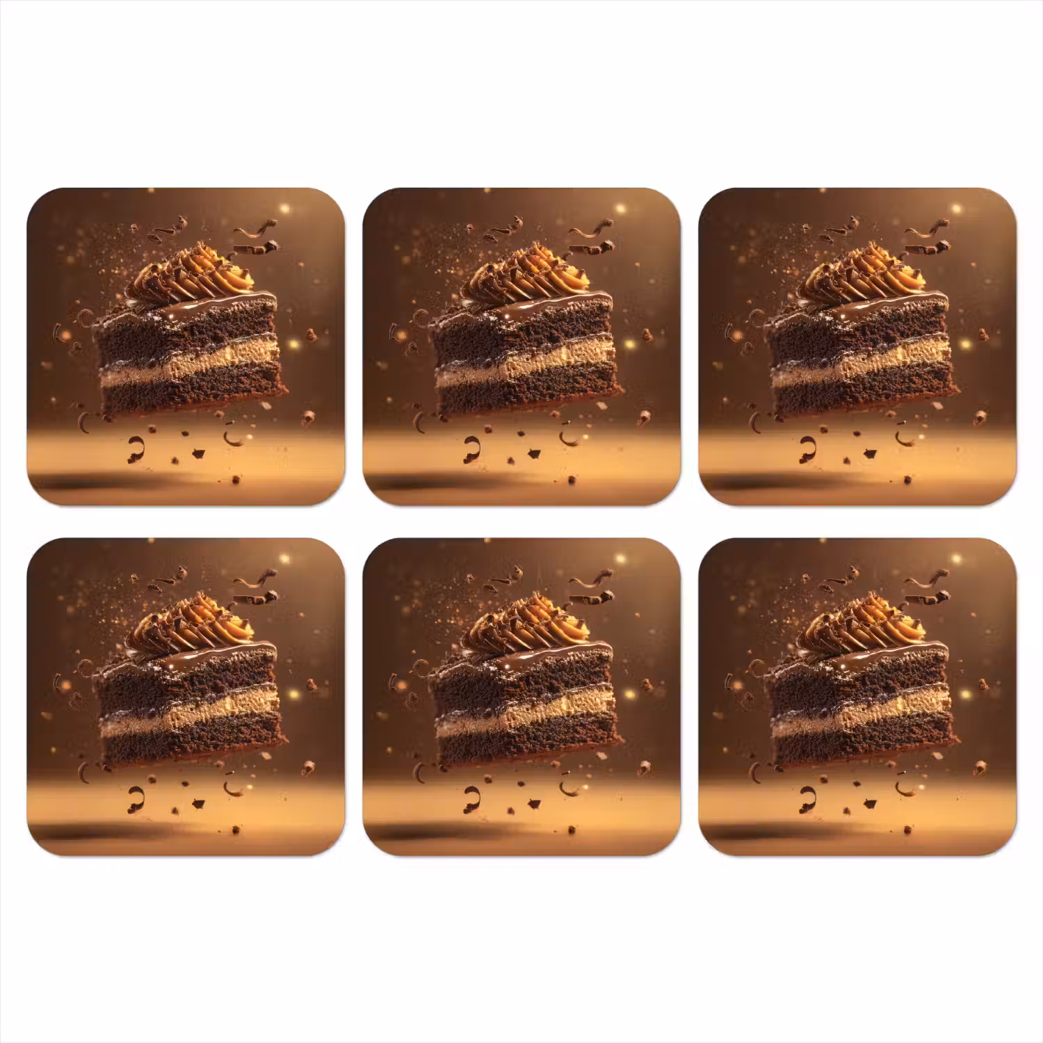 Taart - Chocolade - Eten - Brownie onderzetter kurk middel -3d