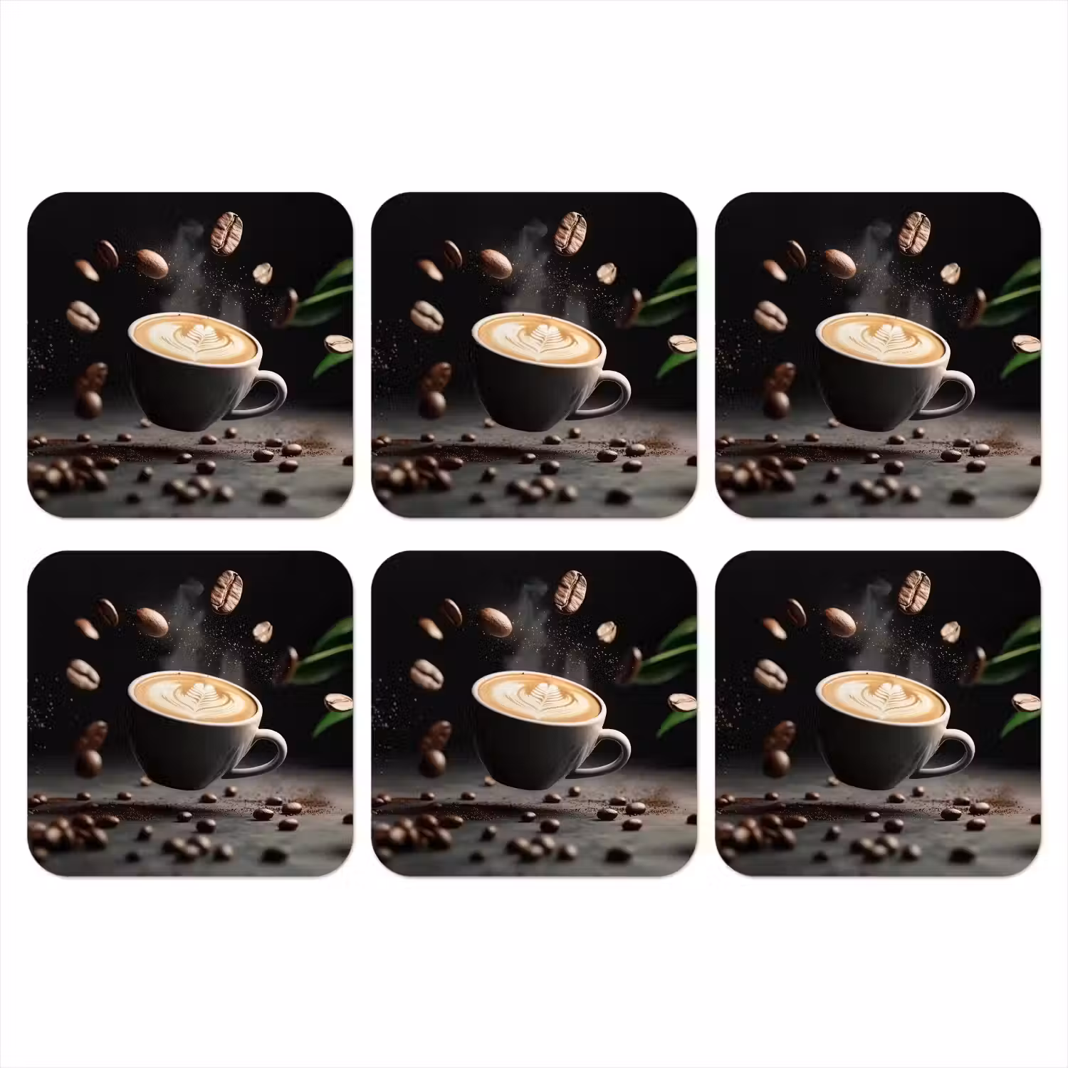 Cappuccino - Kop - Bonen - Bruin onderzetter kurk middel -3d