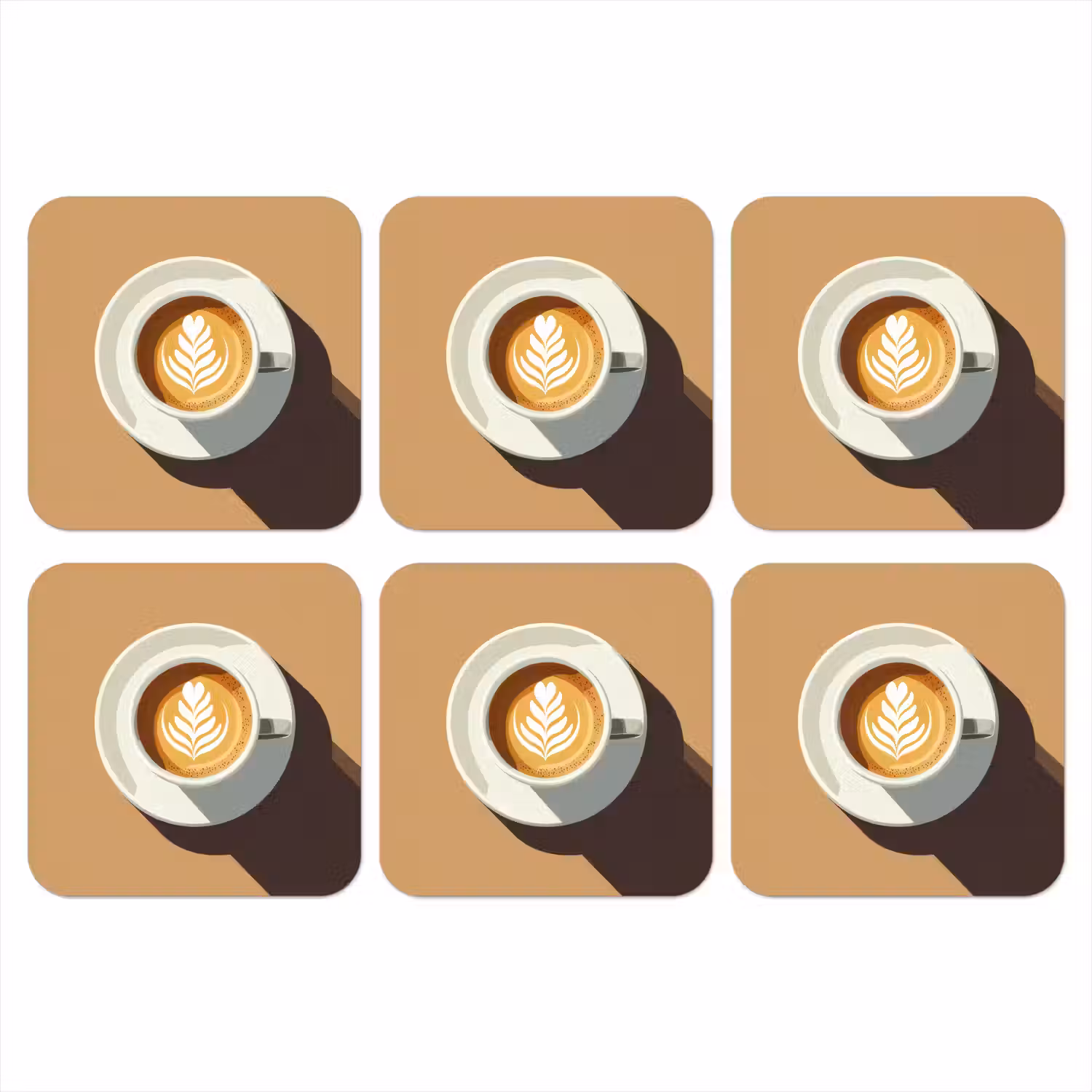 Cappuccino - Kop - Schotel - Minimalitisch onderzetter kurk middel -3d