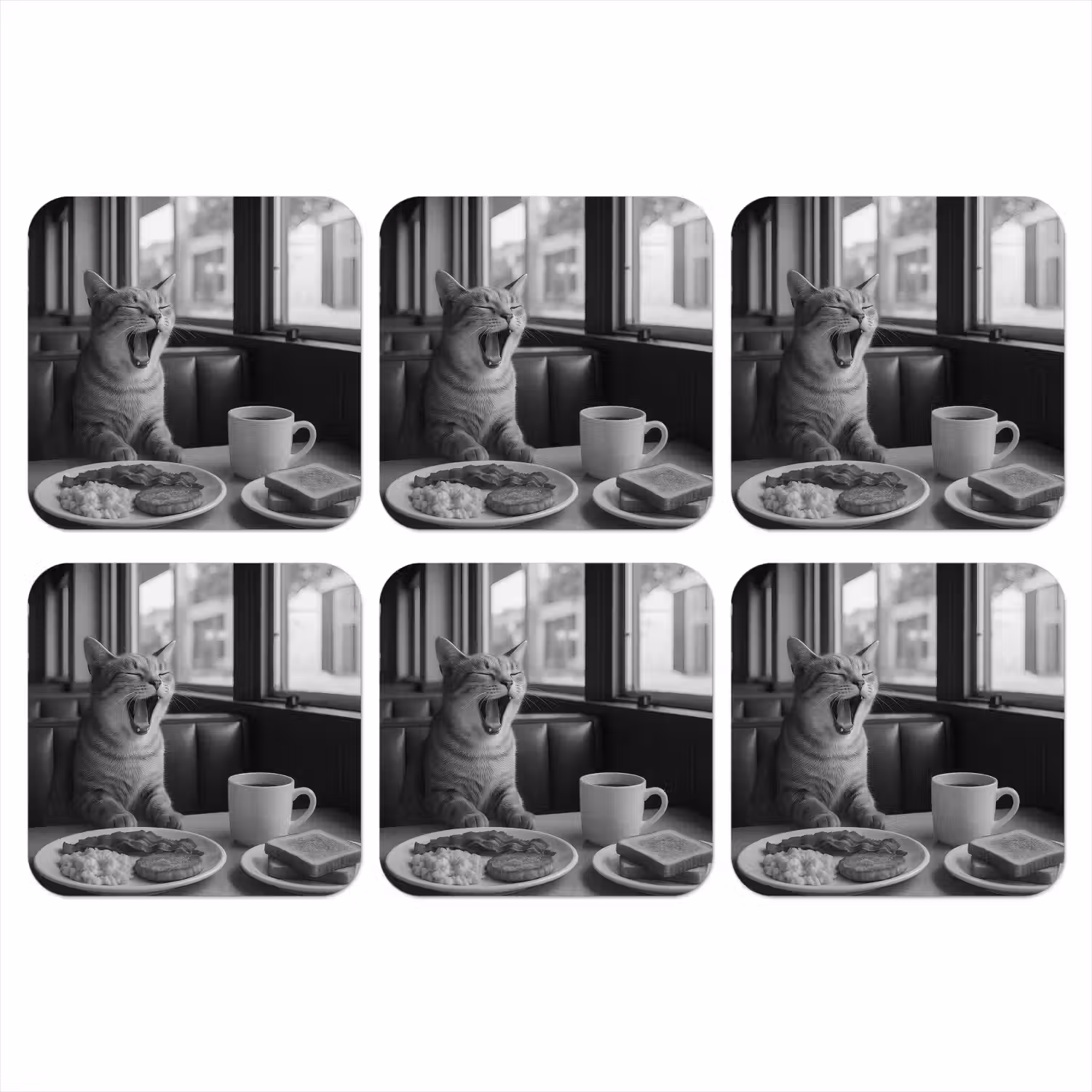 Kat - Koffie - Brood - Zwart onderzetter kurk middel -3d